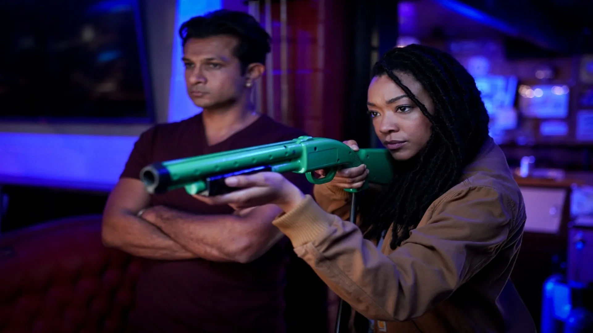Utkarsh Ambudkar and Sonequa Martin-Green in My Dead Friend Zoe (2024)