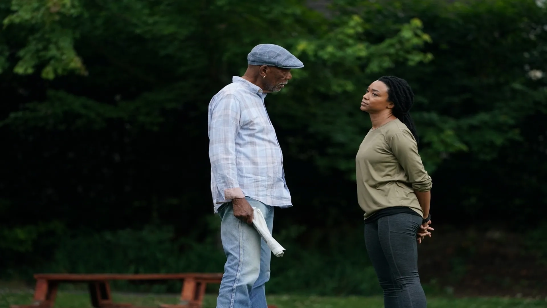 Morgan Freeman and Sonequa Martin-Green in My Dead Friend Zoe (2024)