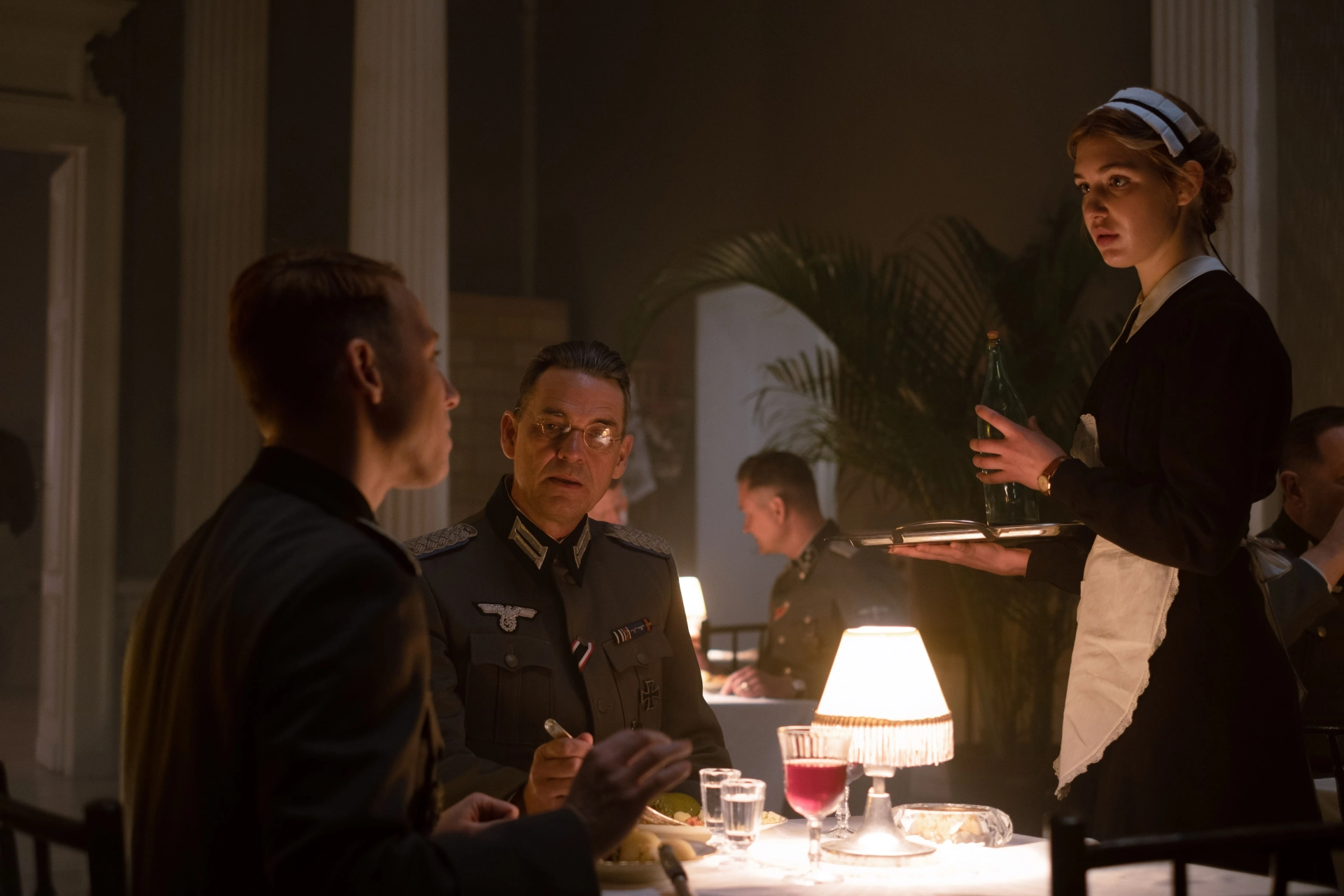 Dougray Scott, Maciej Nawrocki, and Sophie Nélisse in Irena's Vow (2023)