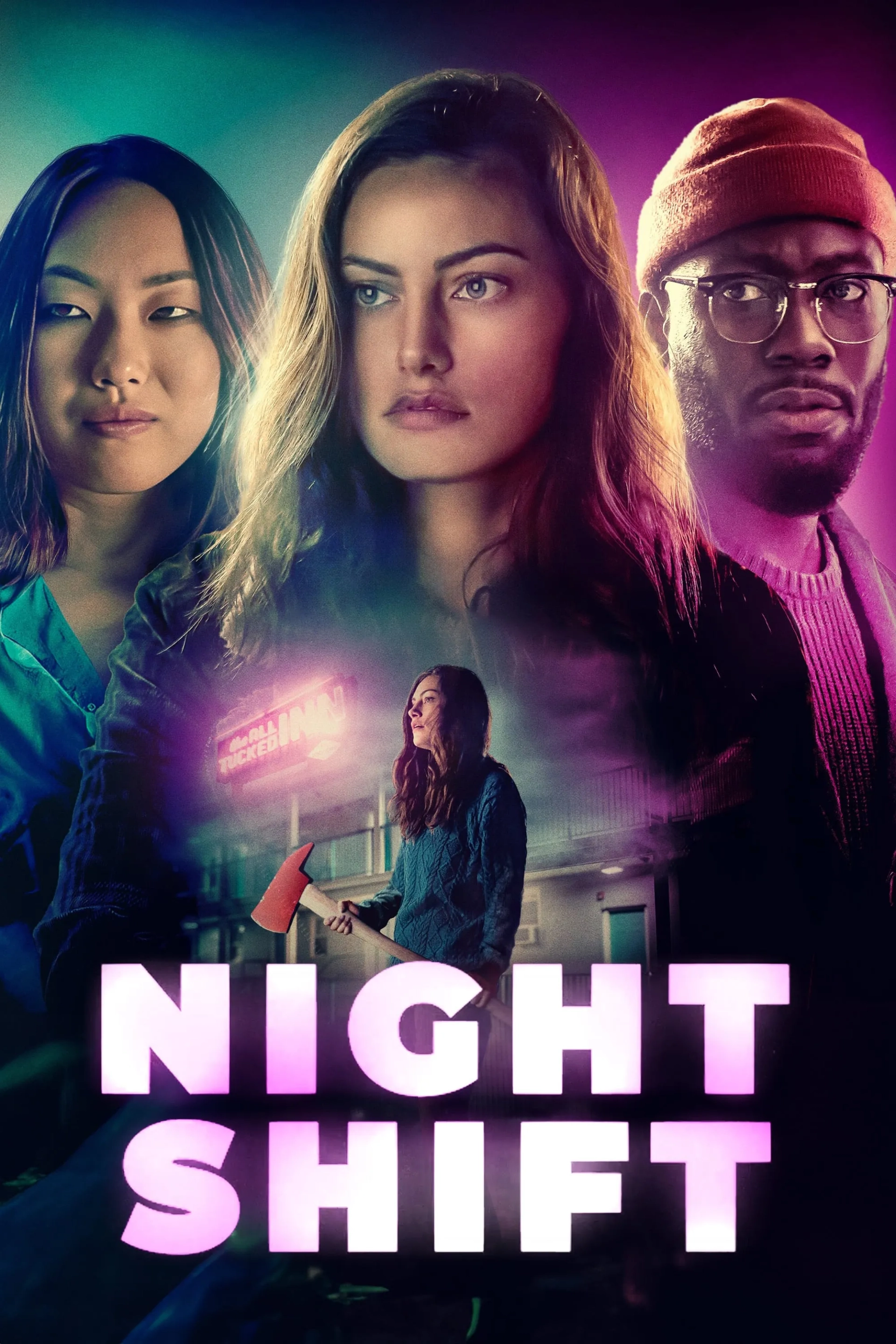 Lamorne Morris, Phoebe Tonkin, and Madison Hu in Night Shift (2023)
