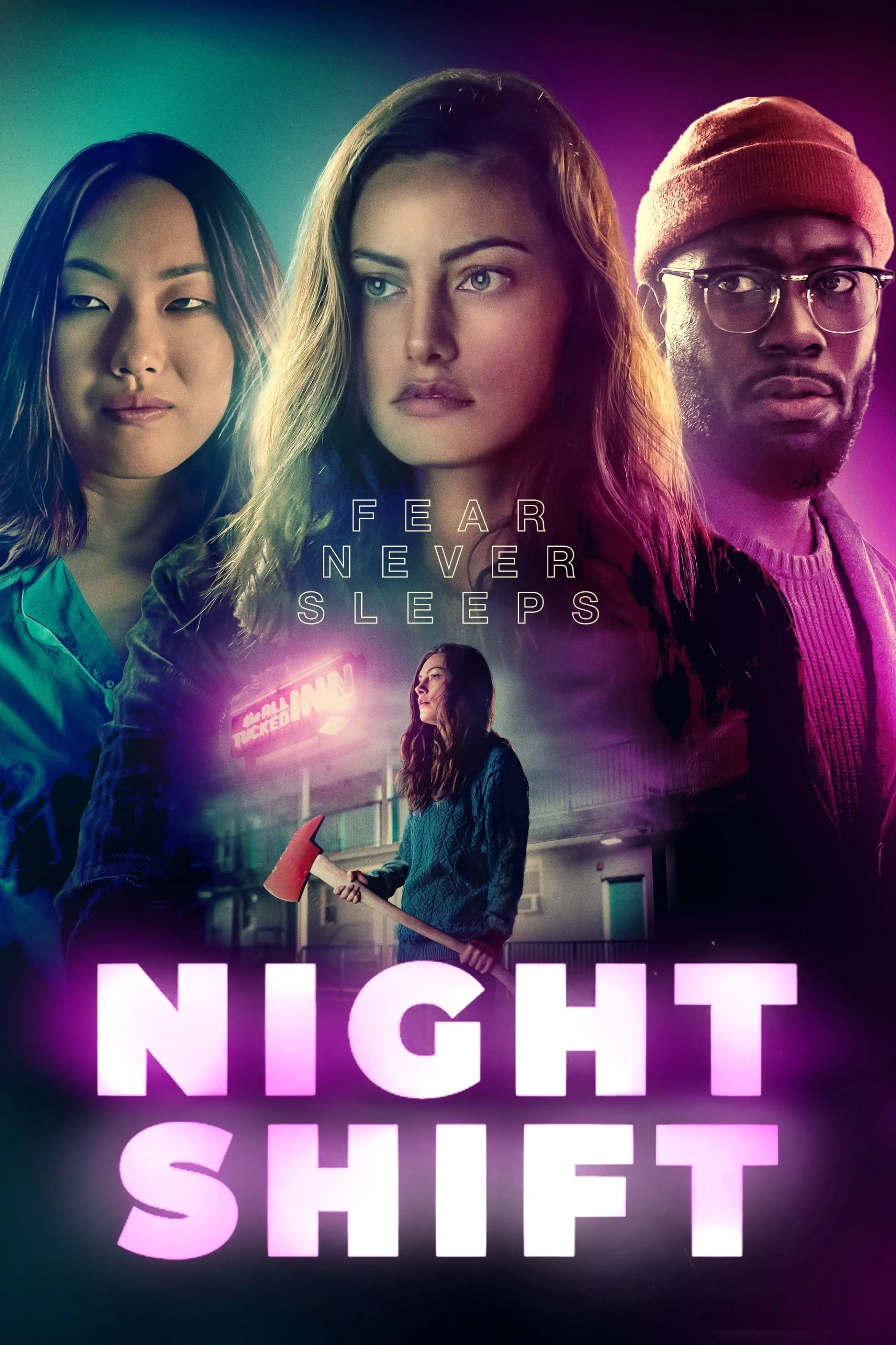 Lamorne Morris, Phoebe Tonkin, and Madison Hu in Night Shift (2023)