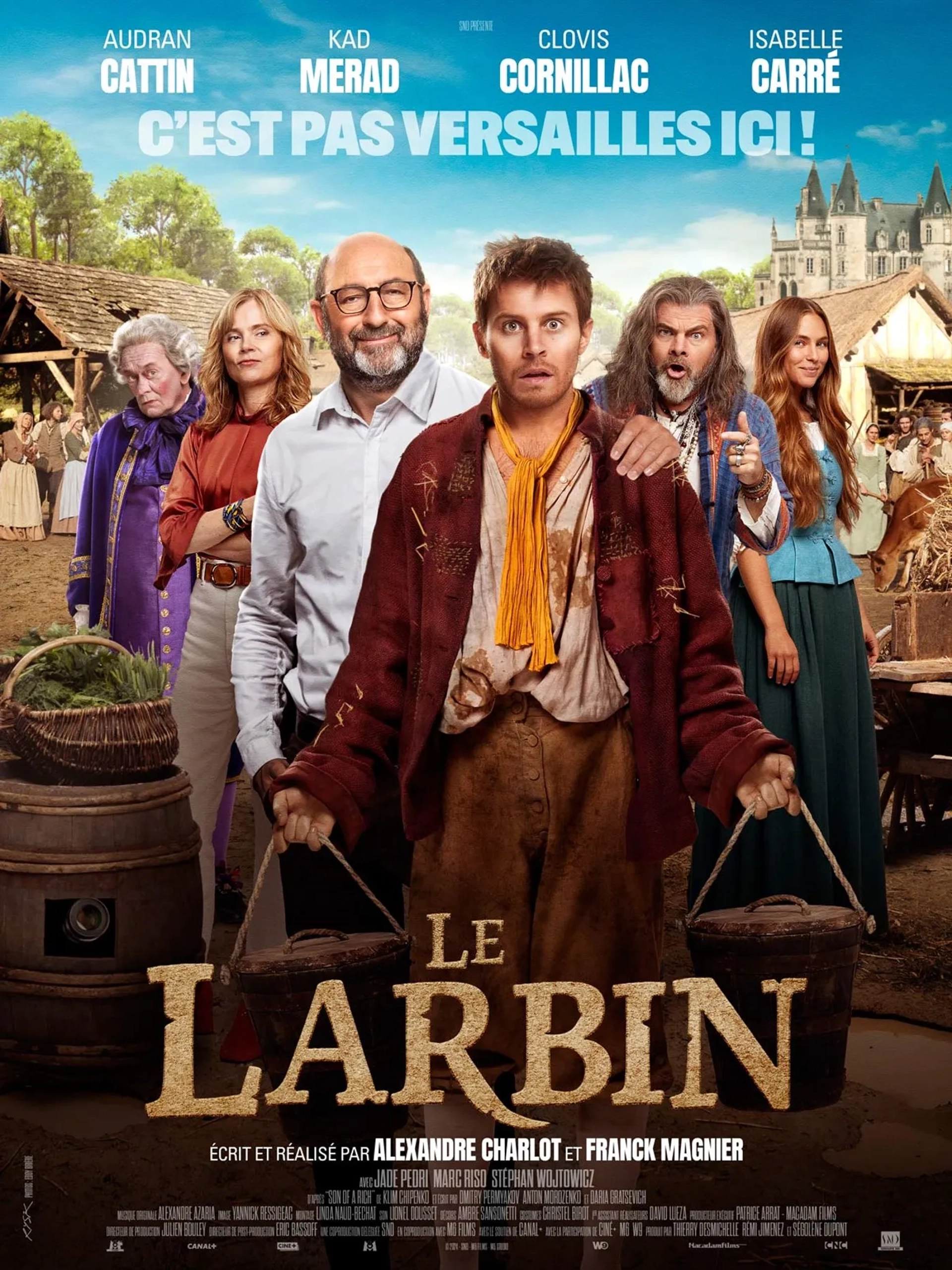 Isabelle Carré, Clovis Cornillac, Kad Merad, Stéphan Wojtowicz, Audran Cattin, and Jade Pedri in King of My Castle (2024)