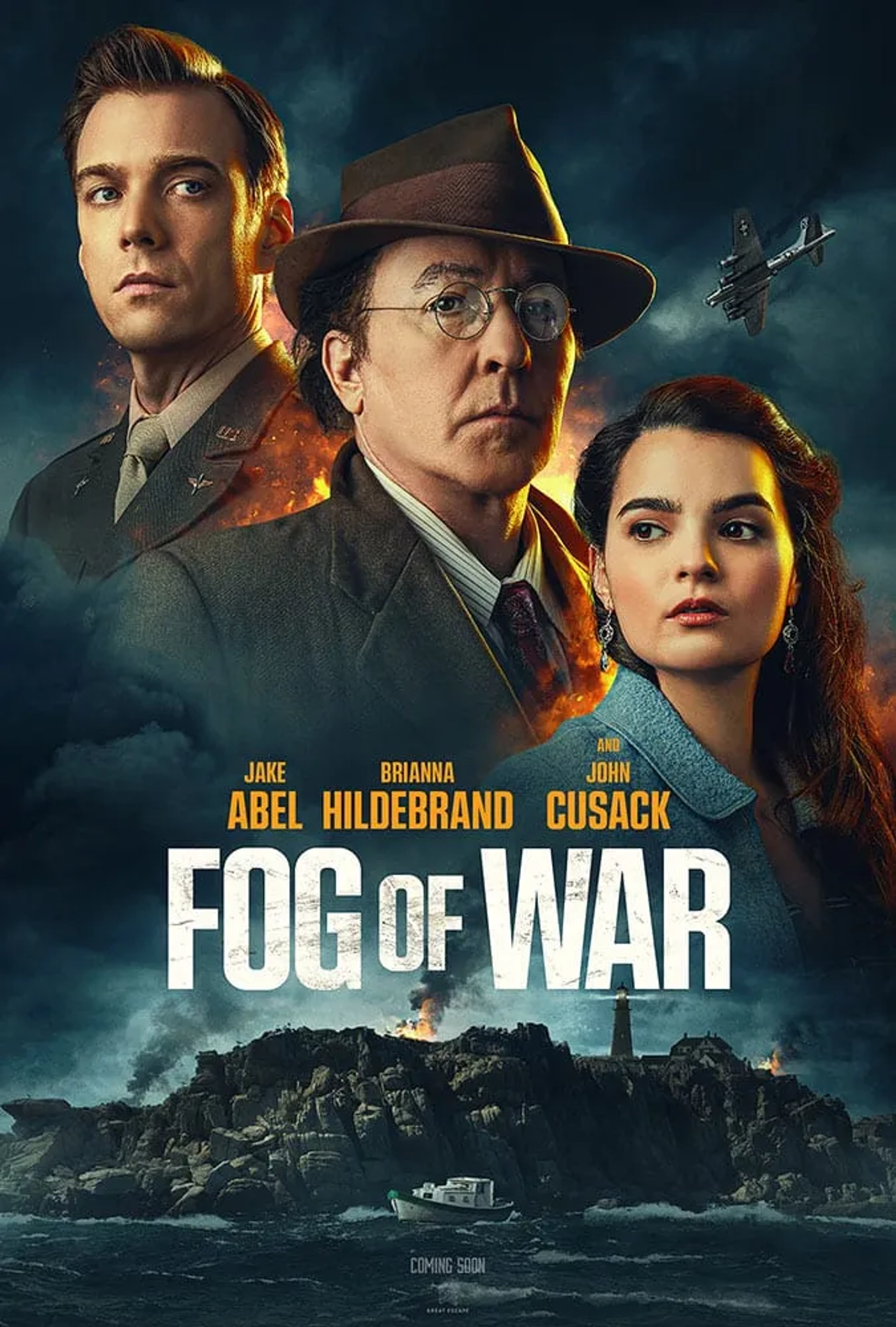John Cusack, Jake Abel, and Brianna Hildebrand in Fog of War (2025)