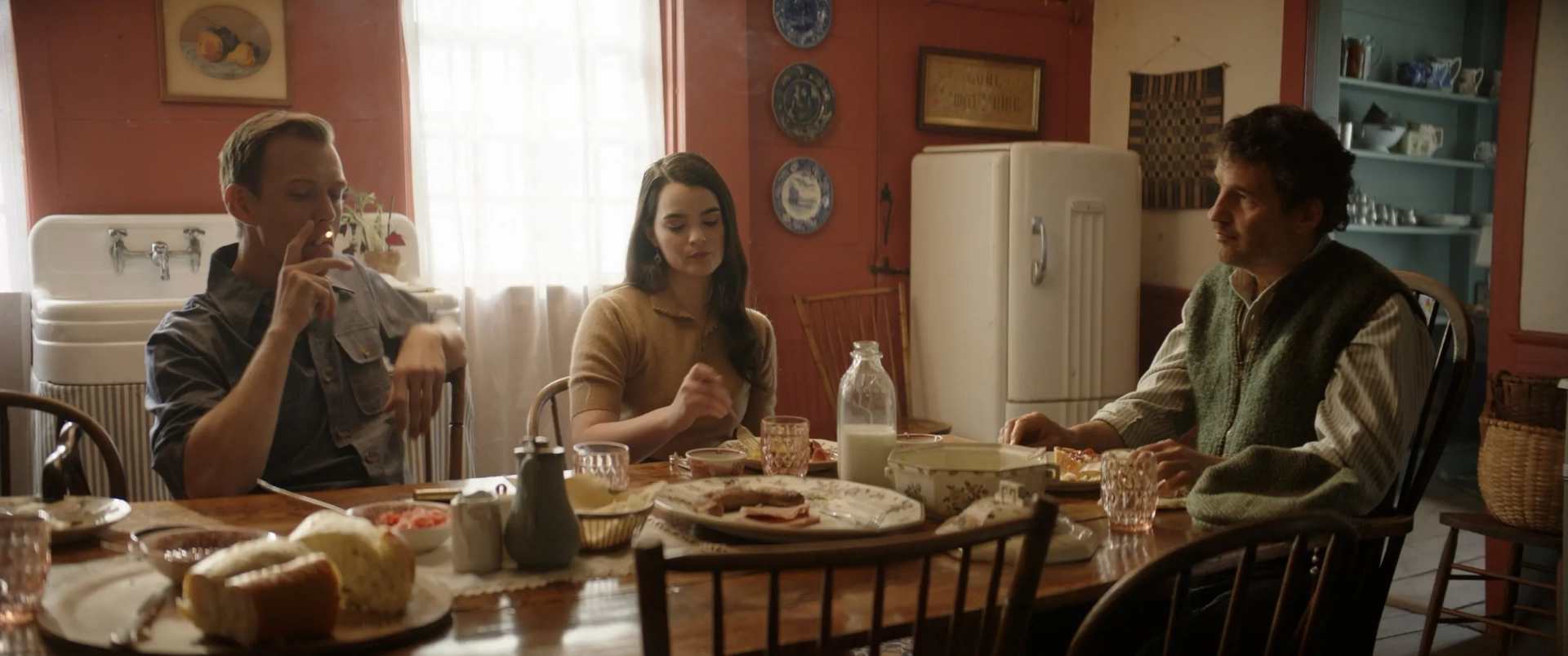 Jake Abel, Géza Röhrig, and Brianna Hildebrand in Fog of War (2025)