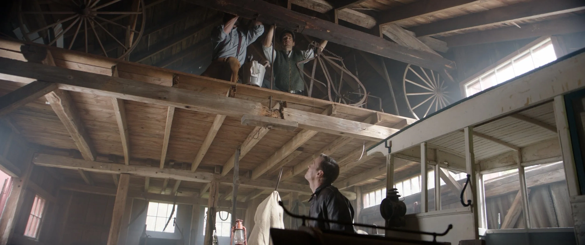 Jake Abel, Géza Röhrig, and David B. Meadows in Fog of War (2025)