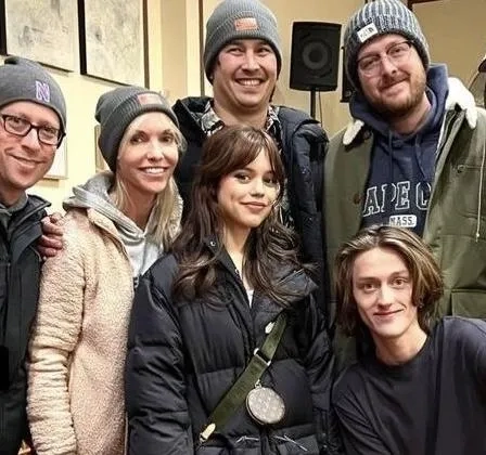 Tiffany Paulsen, Josh Shader, Graham Robbins, Percy Hynes White, and Jenna Ortega in Winter Spring Summer or Fall (2024)