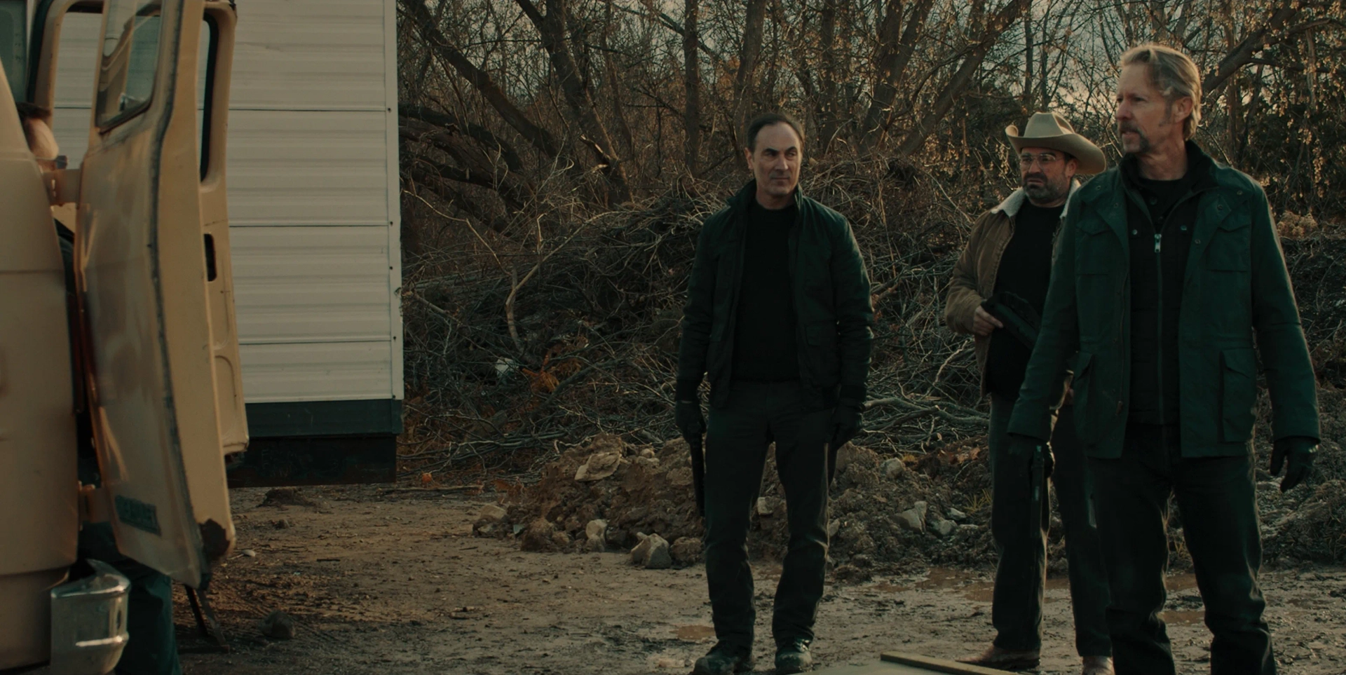 Mason Cromwell, Omar Tucci, Greg Johnston, and Rick Amsbury in Armed (2025)