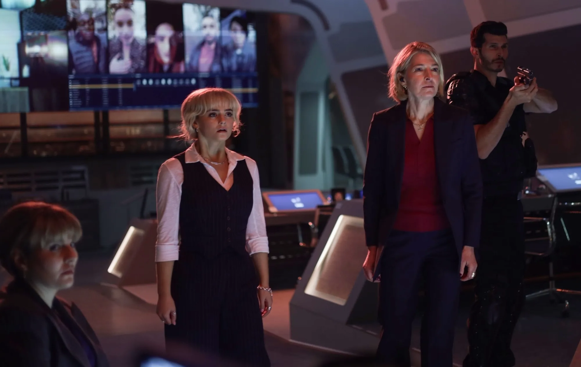 Jemma Redgrave, Ruth Madeley, Alexander Devrient, and Millie Gibson in Doctor Who (2023)