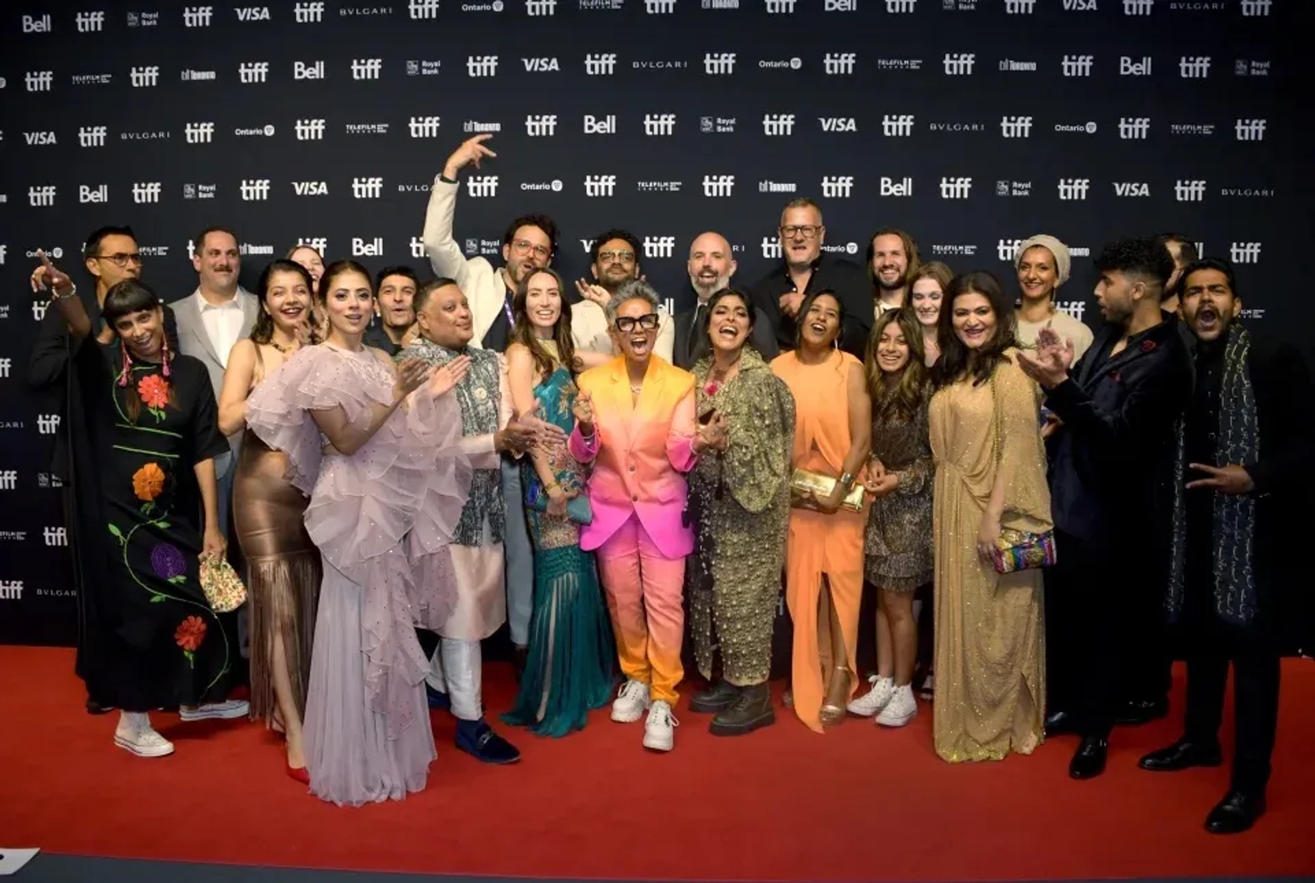 Cast and crew including Amrit Kaur, Andria Wilson Mirza, Fawzia Mirza, Hamza Haq, Ali A. Kazmi, Nimra Bucha, Meher Jaffri and Ayana Manji attend "The Queen of My Dreams" premiere during the 2023 Toronto International Film Festival at TIFF Bell Lightbox on Sept. 8 in Toronto.