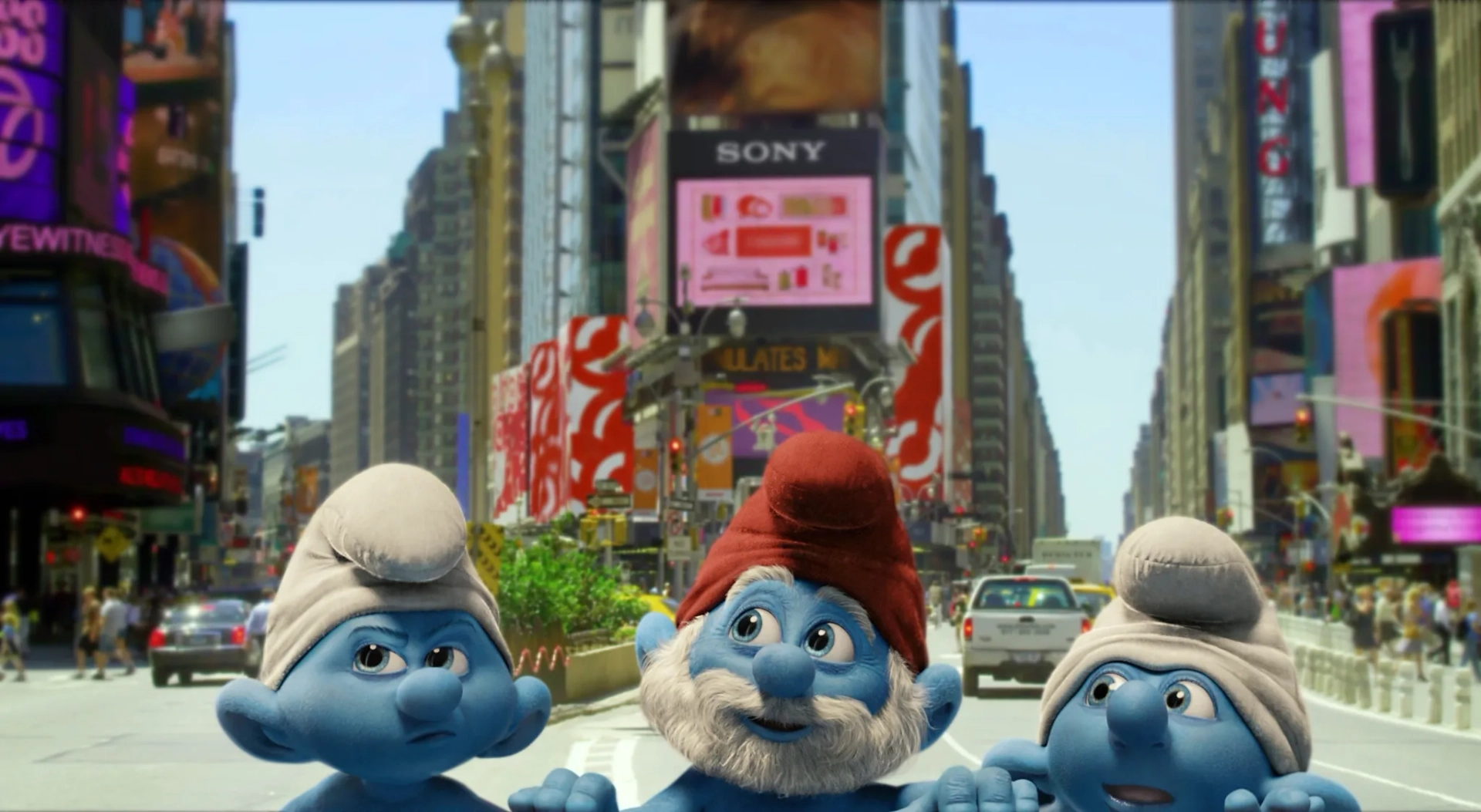 Jonathan Winters, George Lopez, and Anton Yelchin in The Smurfs (2011)