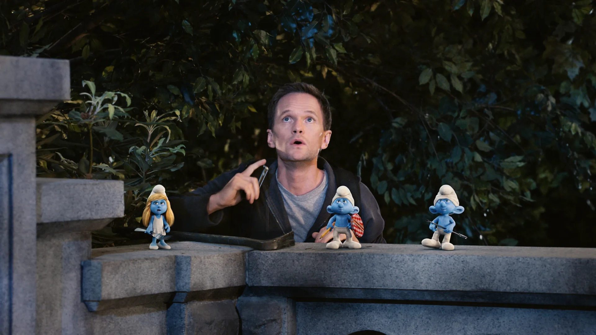 Neil Patrick Harris, George Lopez, Anton Yelchin, and Katy Perry in The Smurfs (2011)