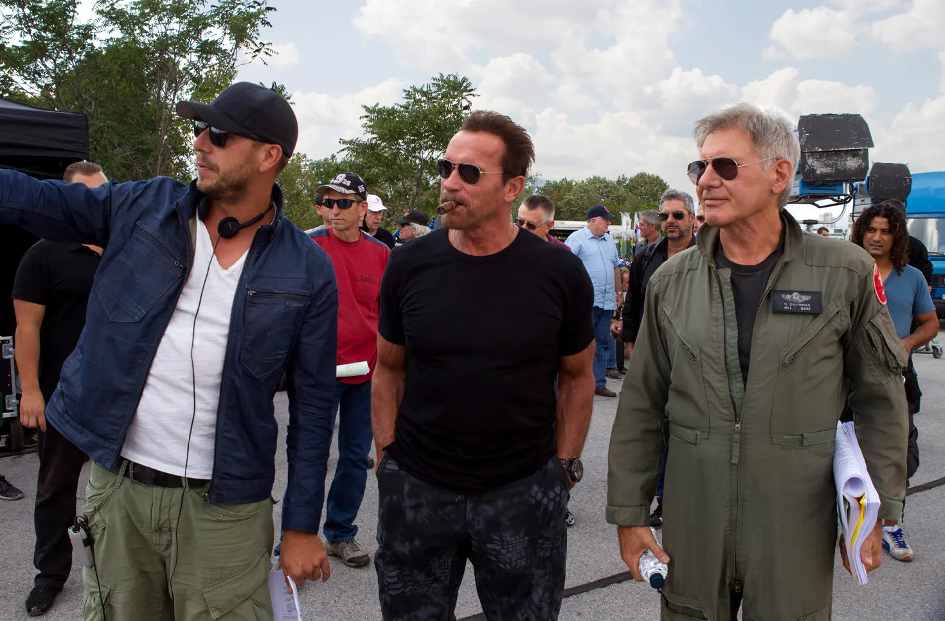 Harrison Ford, Arnold Schwarzenegger, and Patrick Hughes in The Expendables 3 (2014)