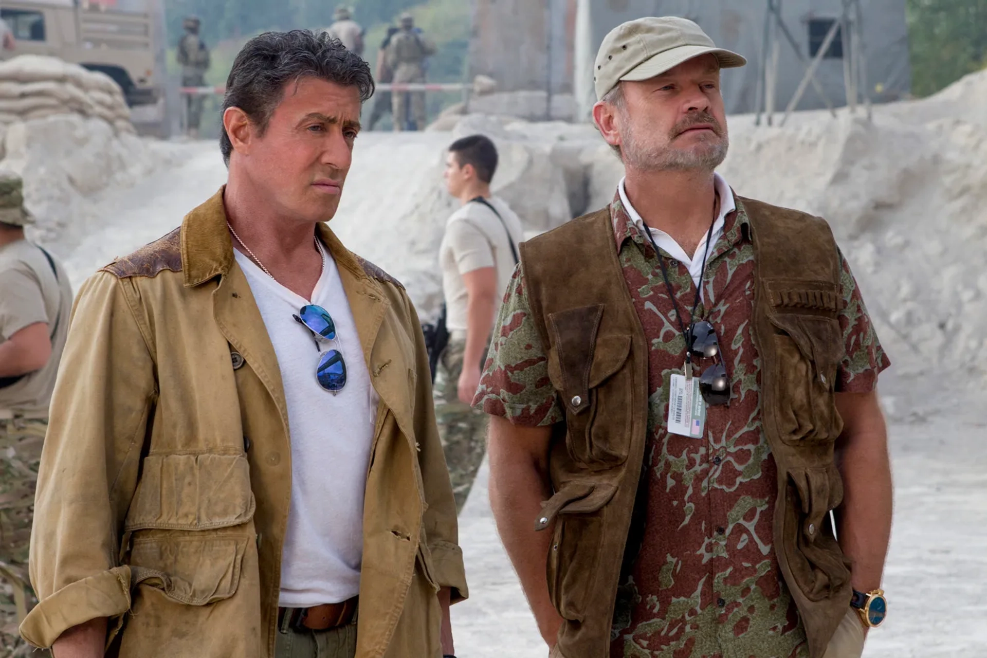 Sylvester Stallone and Kelsey Grammer in The Expendables 3 (2014)