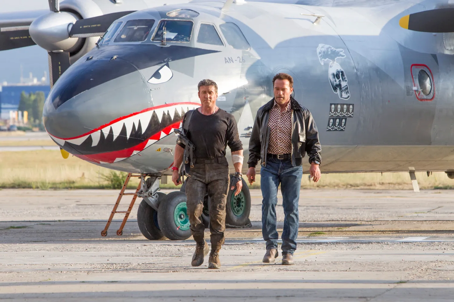 Arnold Schwarzenegger and Sylvester Stallone in The Expendables 3 (2014)