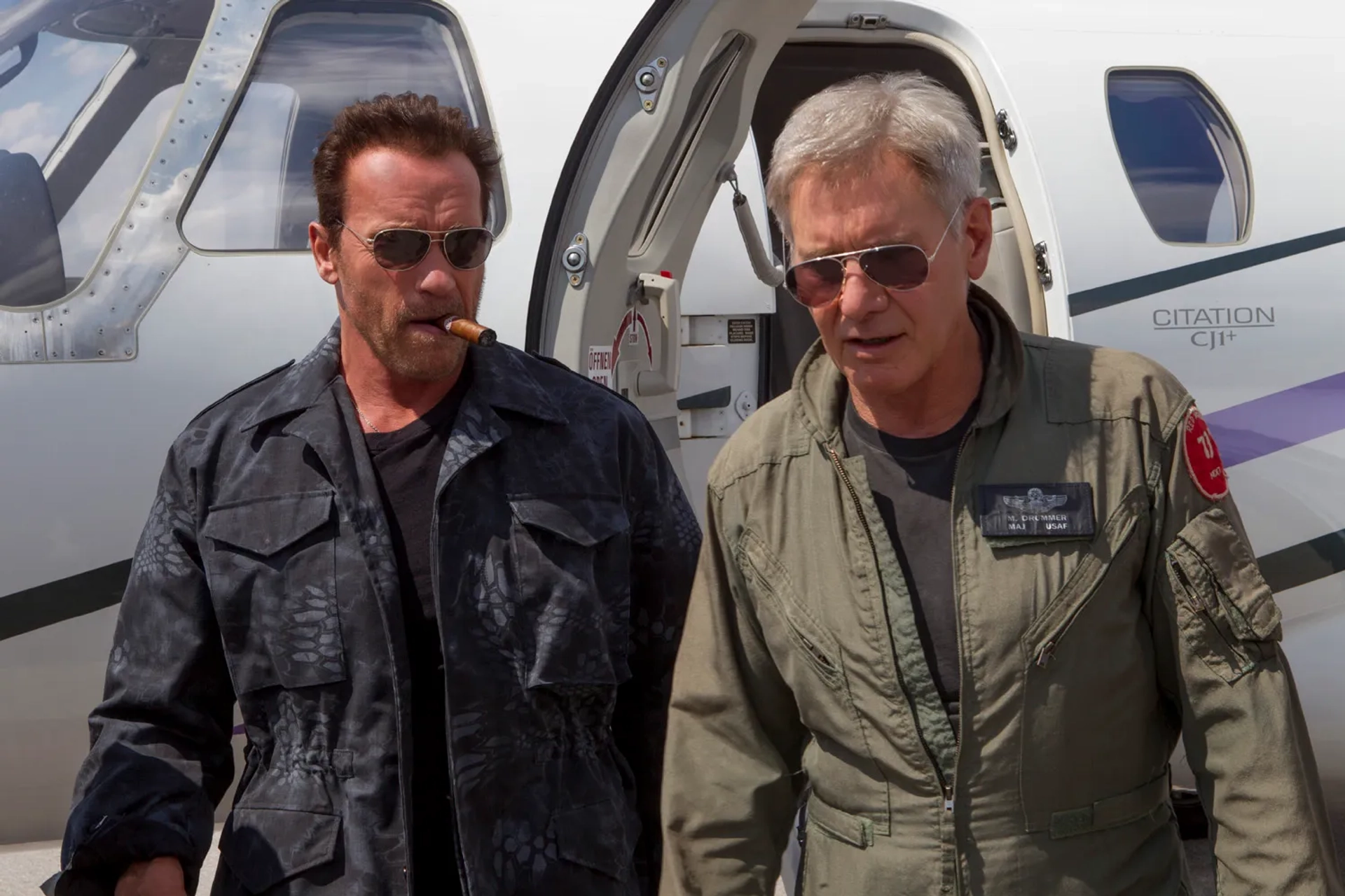 Harrison Ford and Arnold Schwarzenegger in The Expendables 3 (2014)