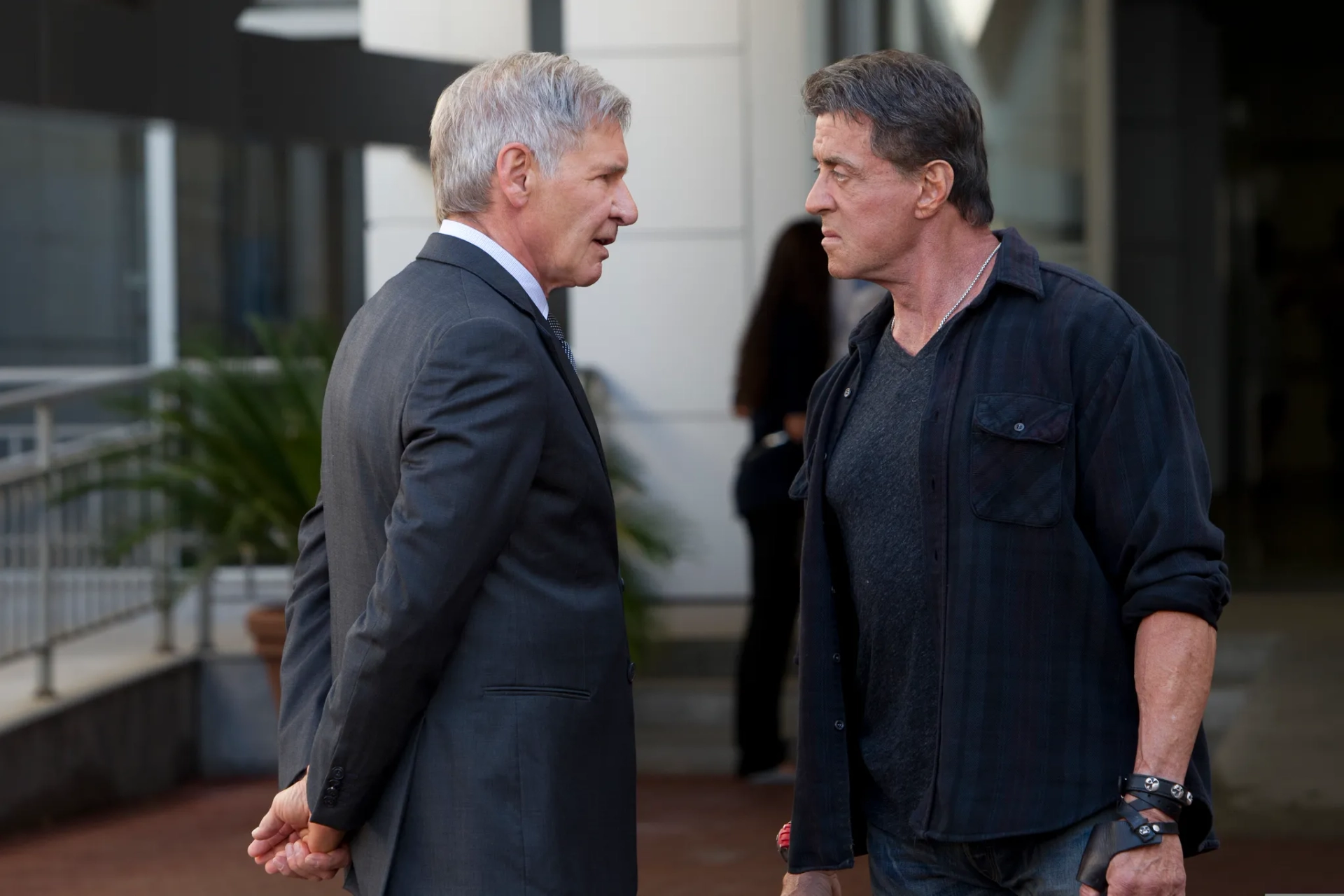 Harrison Ford and Sylvester Stallone in The Expendables 3 (2014)