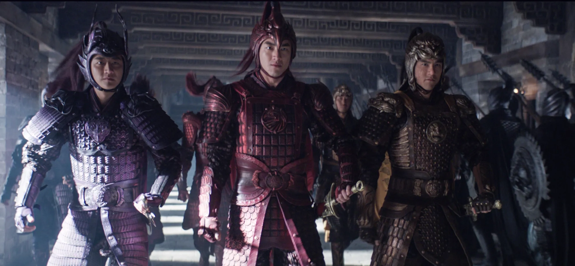 Eddie Peng, Xuan Huang, and Kenny Lin in The Great Wall (2016)