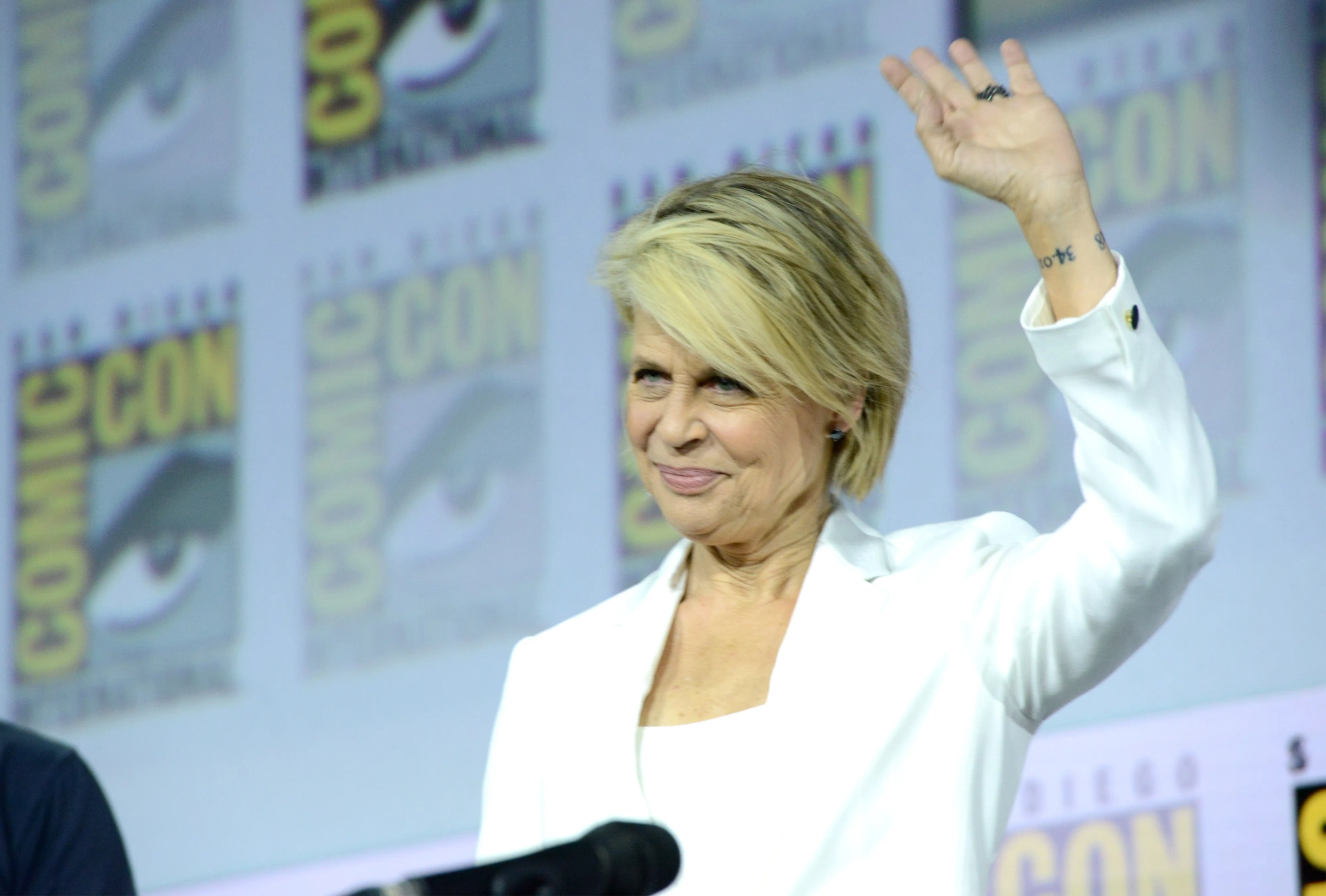 Linda Hamilton at an event for Terminator: Dark Fate (2019)