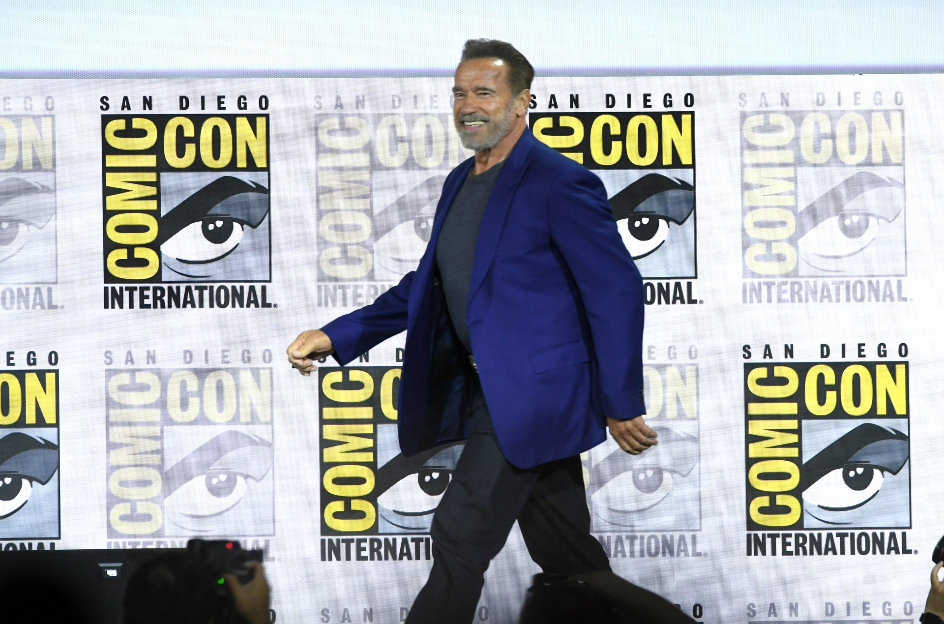 Arnold Schwarzenegger at an event for Terminator: Dark Fate (2019)