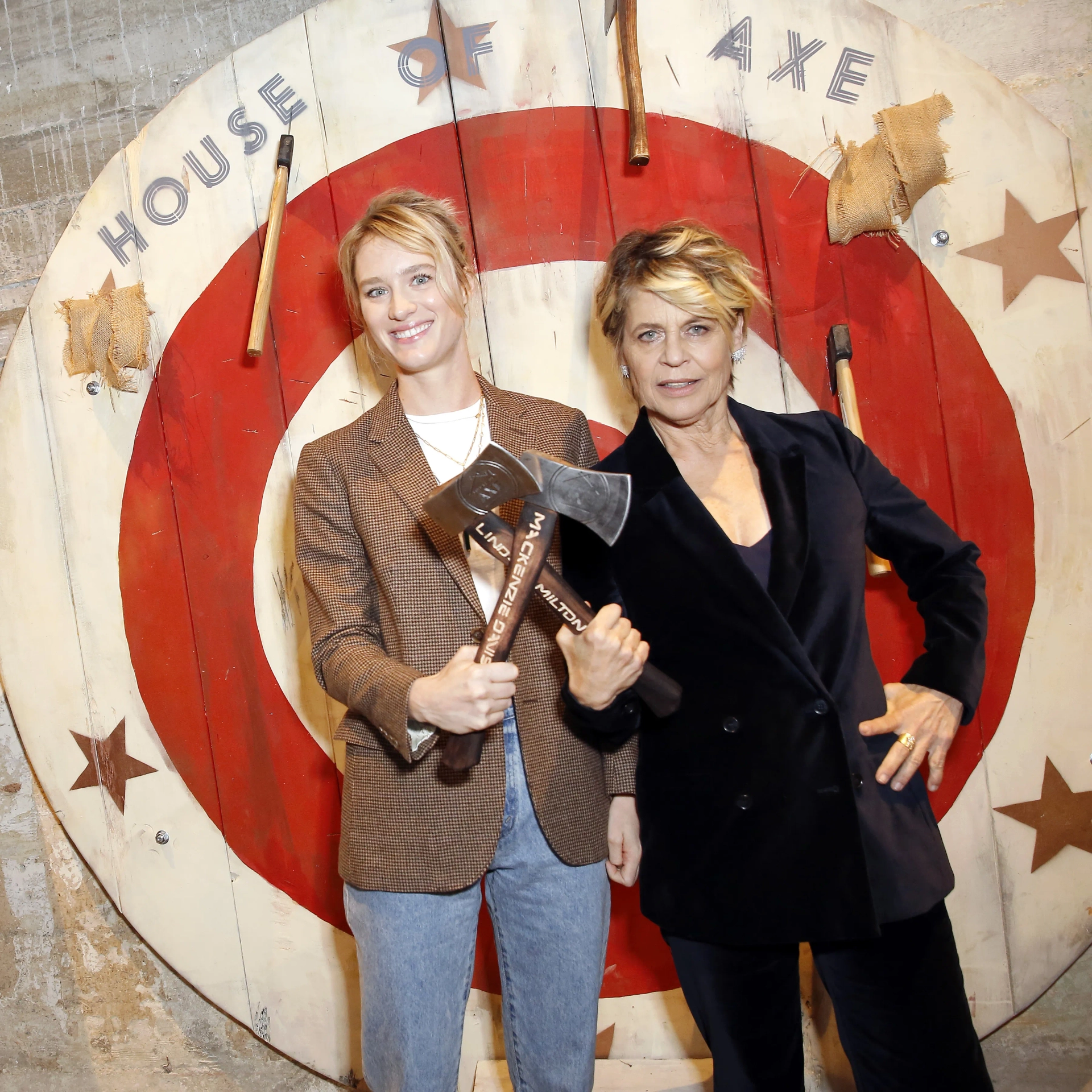 Linda Hamilton and Mackenzie Davis at an event for Terminator: Dark Fate (2019)