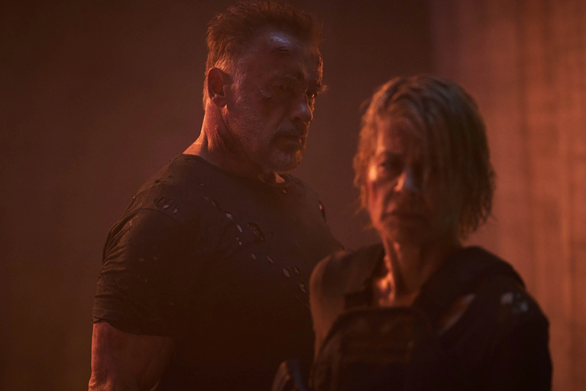 Linda Hamilton and Arnold Schwarzenegger in Terminator: Dark Fate (2019)
