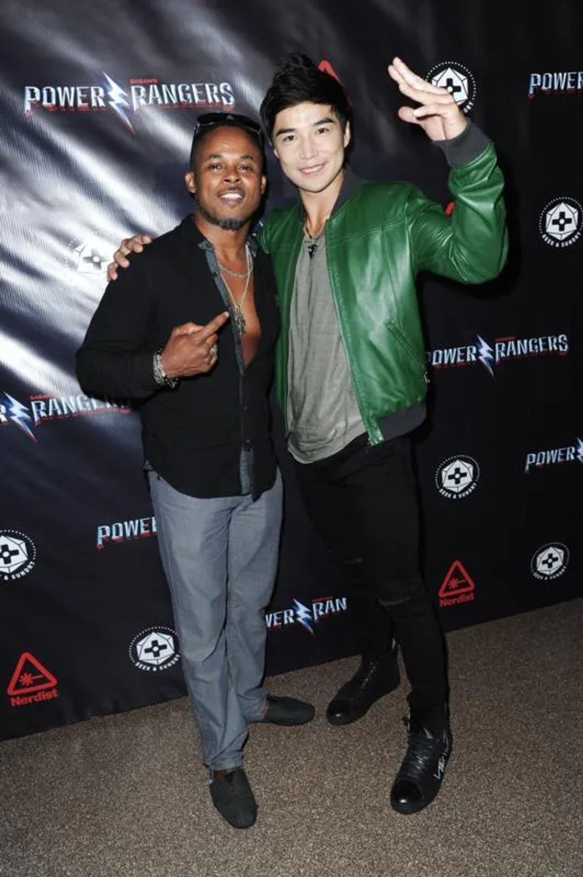 Walter Jones and Ludi Lin at an event for Power Rangers (2017)