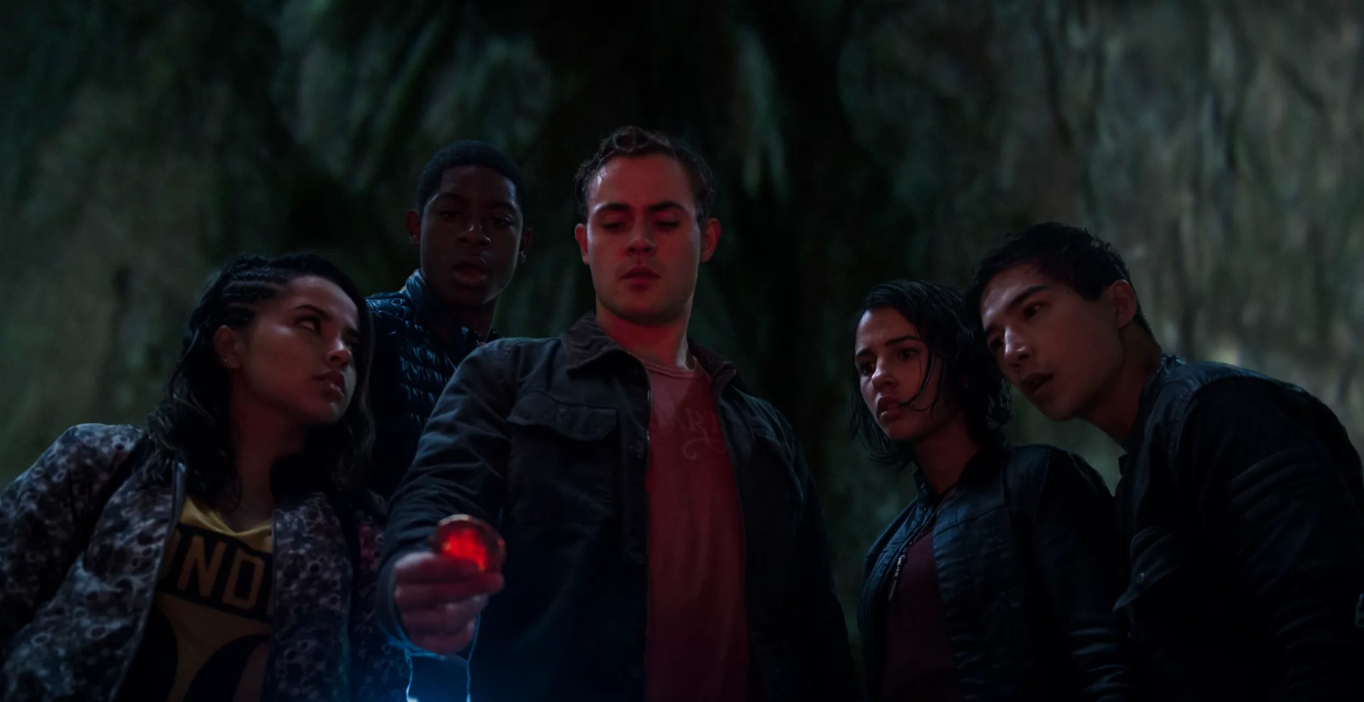 Becky G, Ludi Lin, Dacre Montgomery, Naomi Scott, and RJ Cyler in Power Rangers (2017)