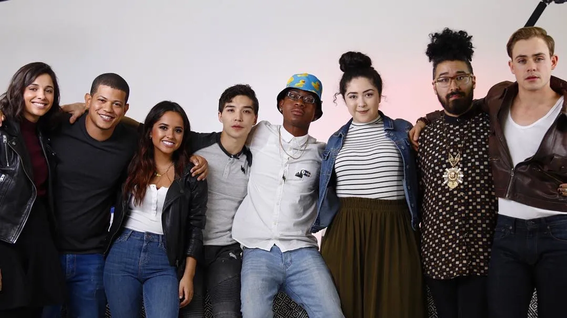 Curly Velasquez, Maya Murillo, Becky G, Ludi Lin, Dacre Montgomery, Naomi Scott, RJ Cyler, and Gadiel Del Orbe in Power Rangers (2017)