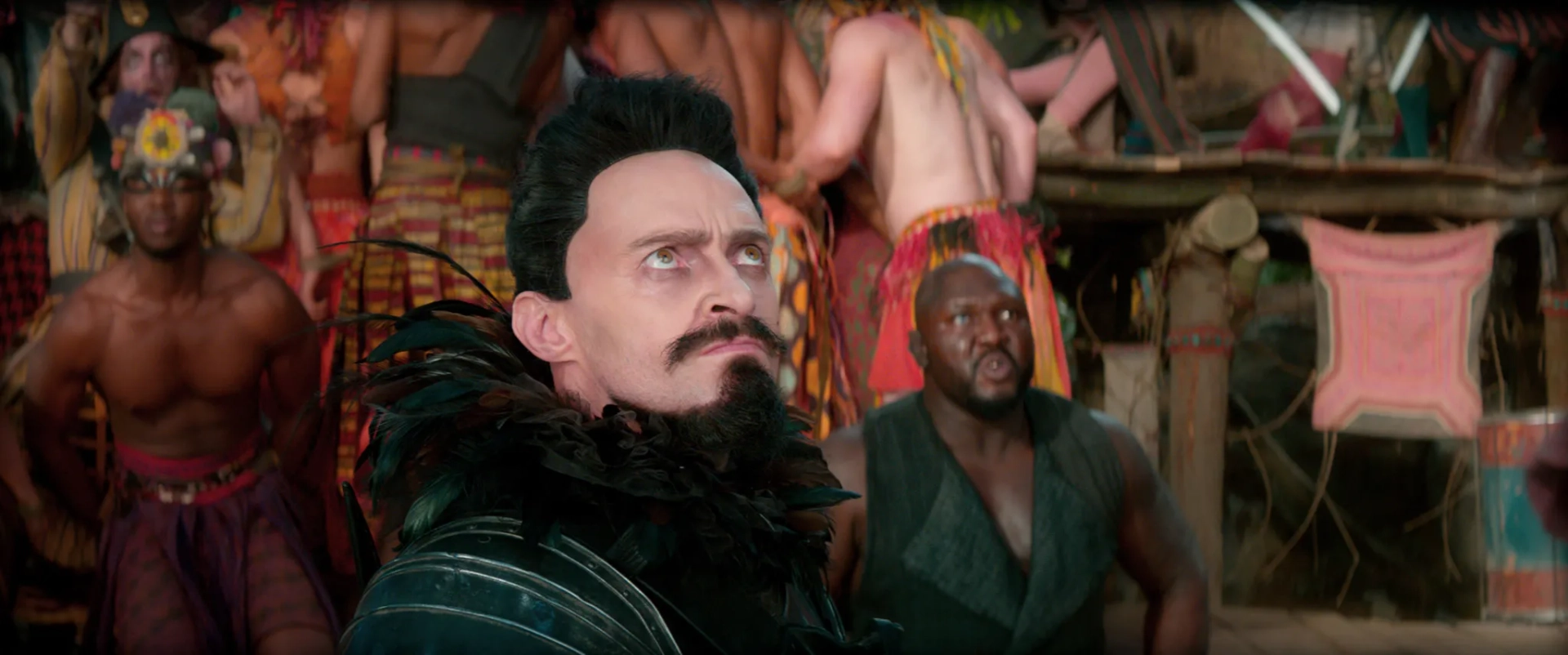 Hugh Jackman and Nonso Anozie in Pan (2015)