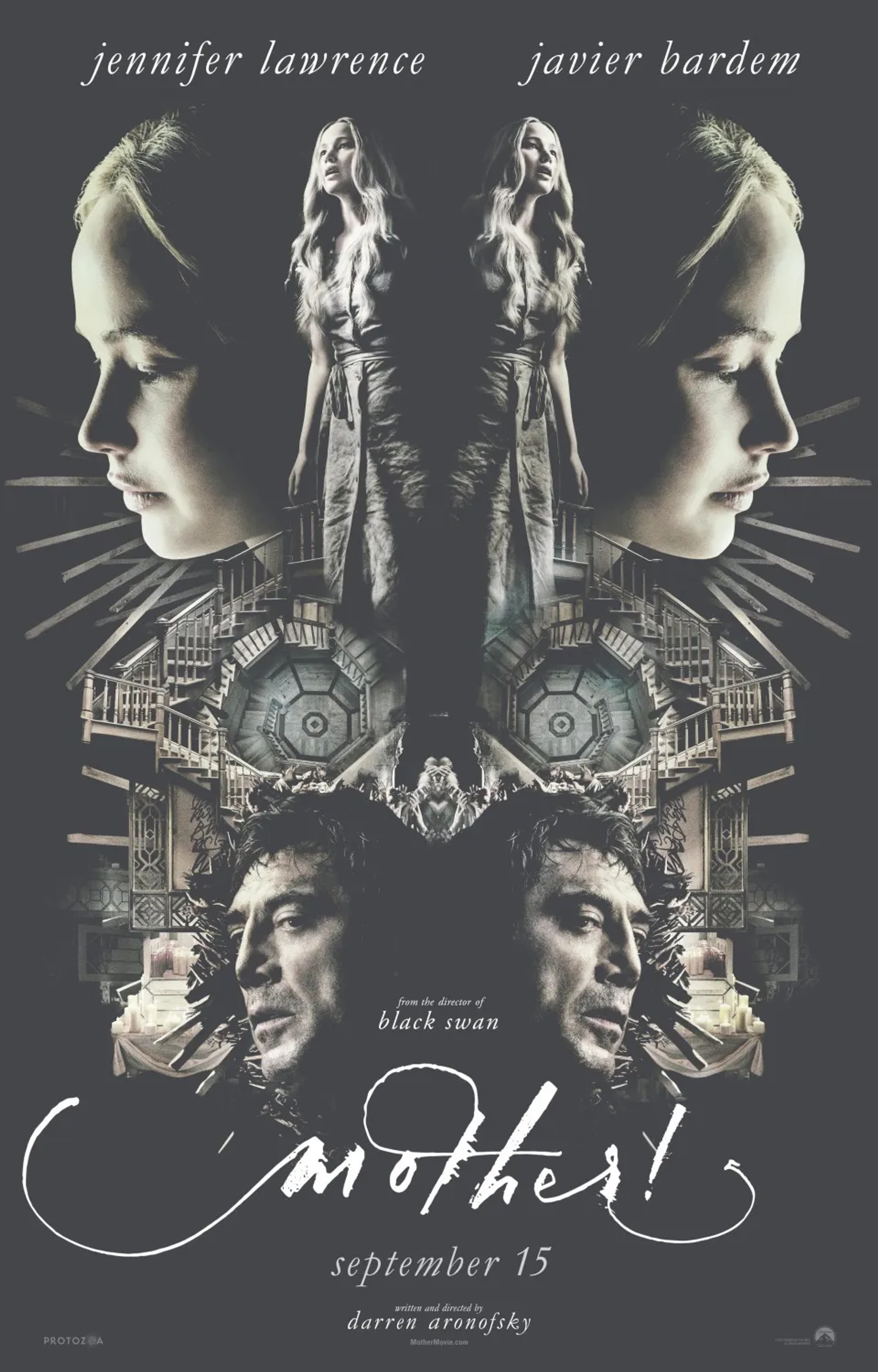 Javier Bardem and Jennifer Lawrence in Mother! (2017)