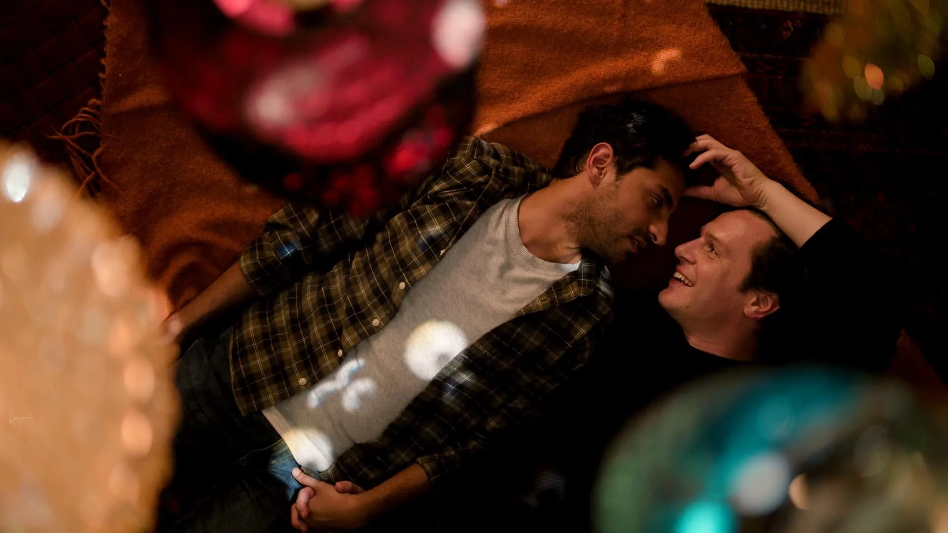 Jonathan Groff and Karan Soni in A Nice Indian Boy (2024)