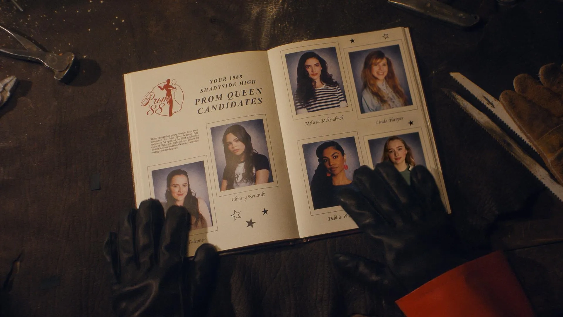 Ilan O'Driscoll, Rebecca Ablack, Fina Strazza, Ella Rubin, Ariana Greenblatt, and India Fowler in Fear Street: Prom Queen (2025)