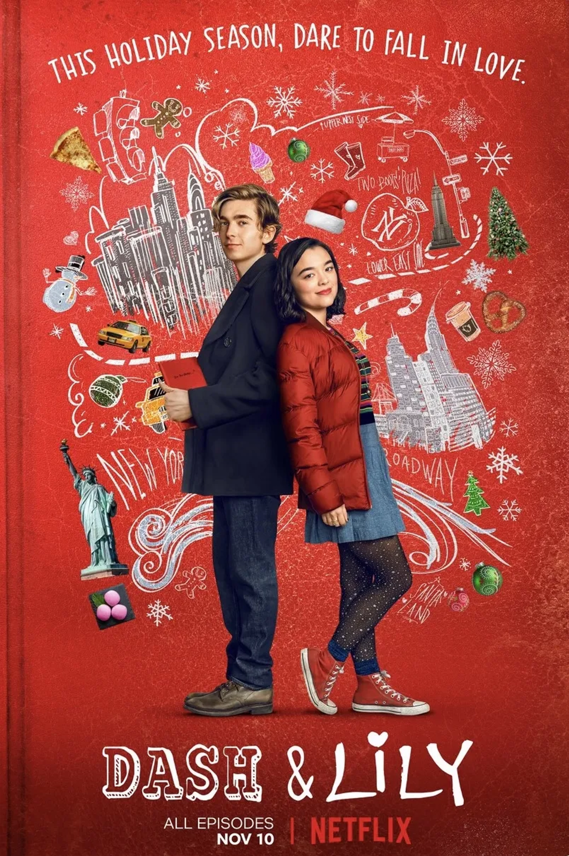 Austin Abrams and Midori Francis in Dash & Lily (2020)