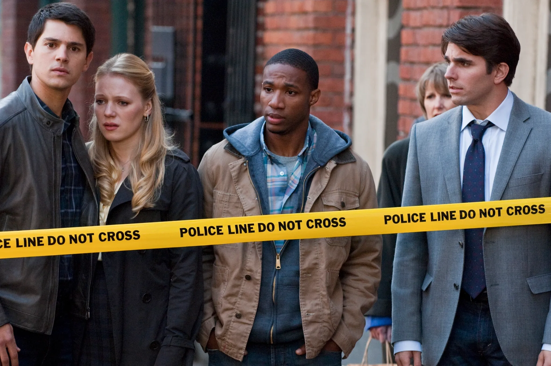 Emma Bell, Nicholas D'Agosto, Arlen Escarpeta, and Miles Fisher in Final Destination 5 (2011)