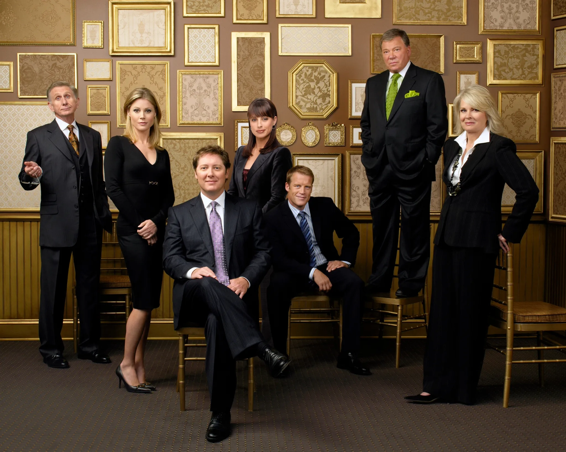 Candice Bergen, William Shatner, James Spader, Rene Auberjonois, Julie Bowen, Mark Valley, and Constance Zimmer in Boston Legal (2004)