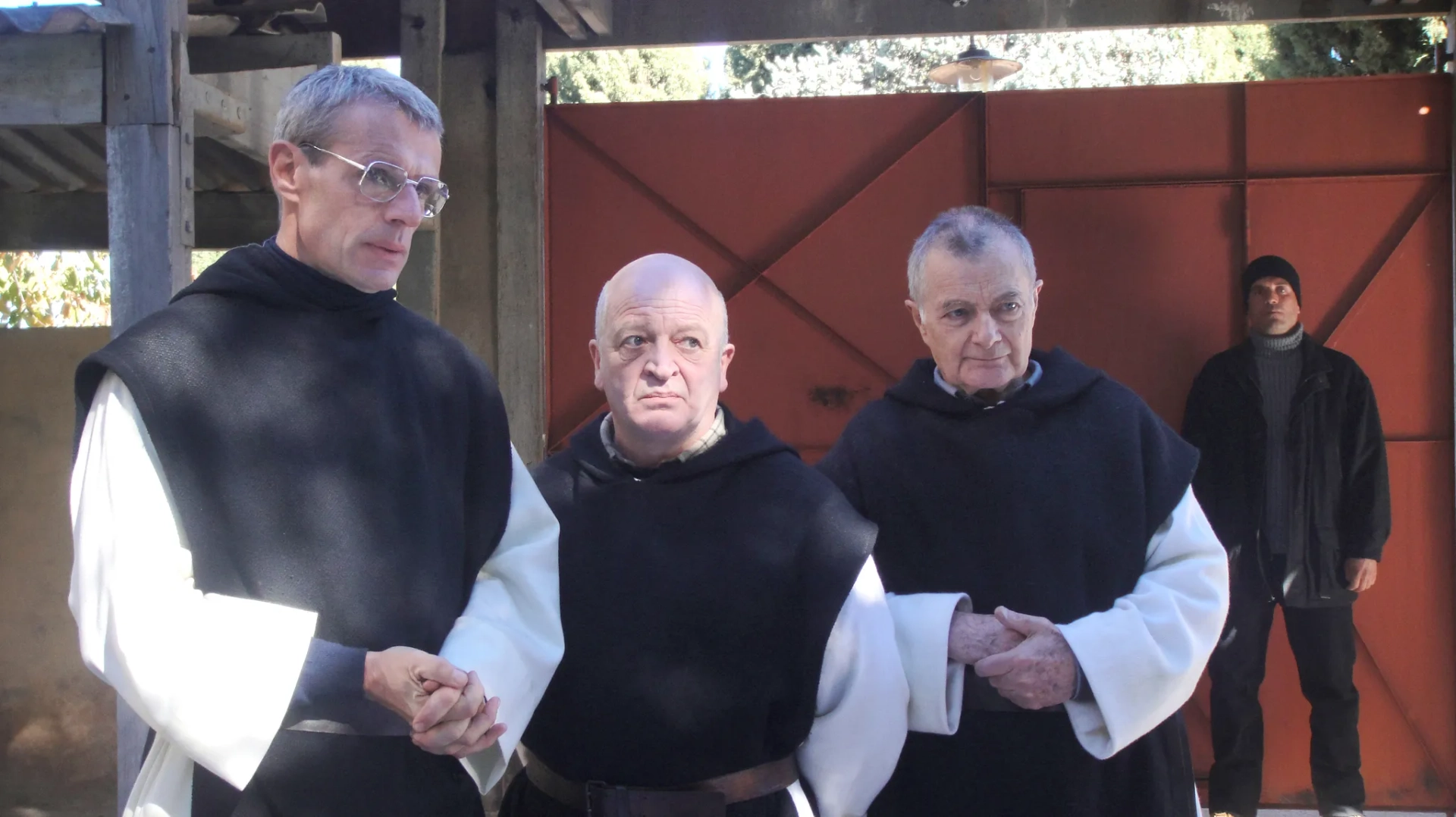 Jean-Marie Frin, Philippe Laudenbach, and Lambert Wilson in Of Gods and Men (2010)