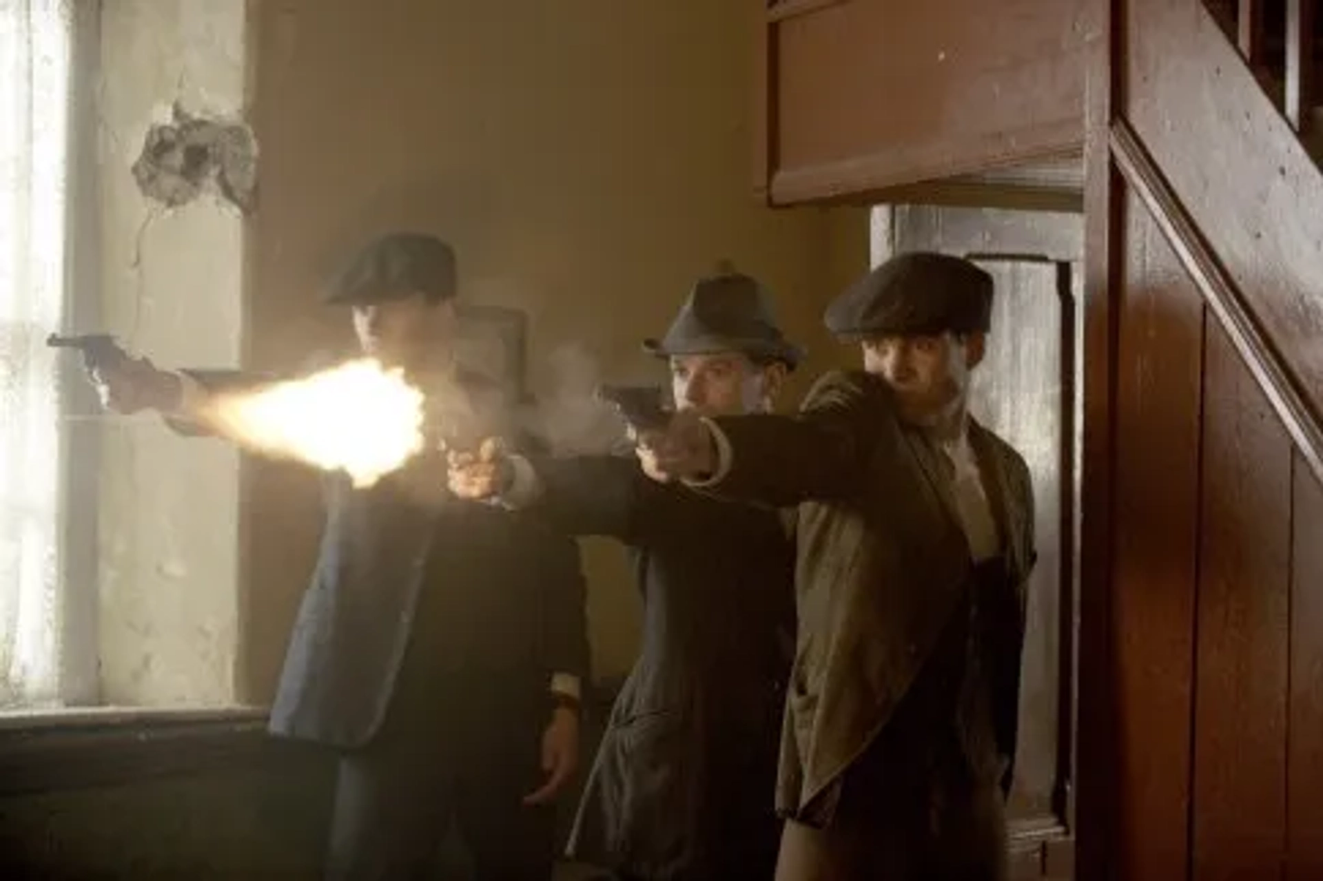 Cillian Murphy, Aidan O'Hare, and Pádraic Delaney in The Wind that Shakes the Barley (2006)
