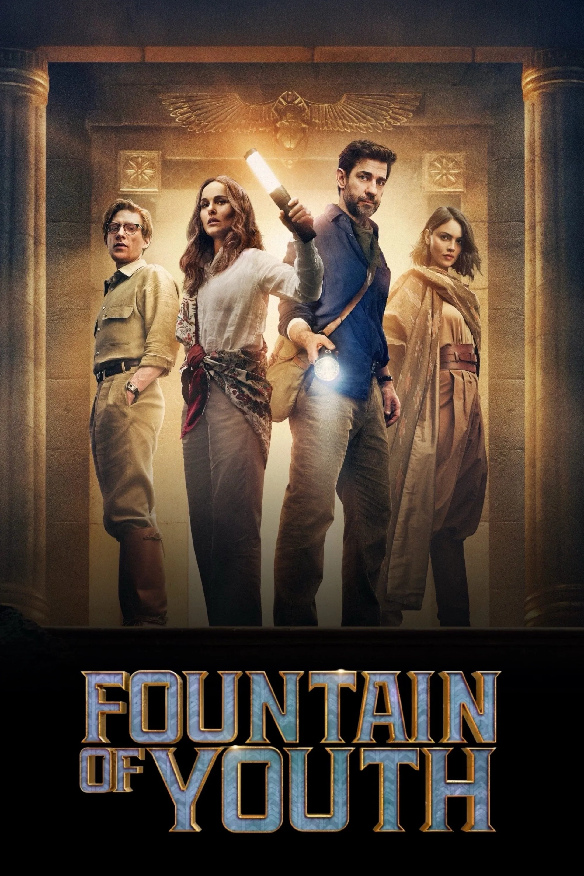 Natalie Portman, John Krasinski, Domhnall Gleeson, and Eiza González in Fountain of Youth (2025)