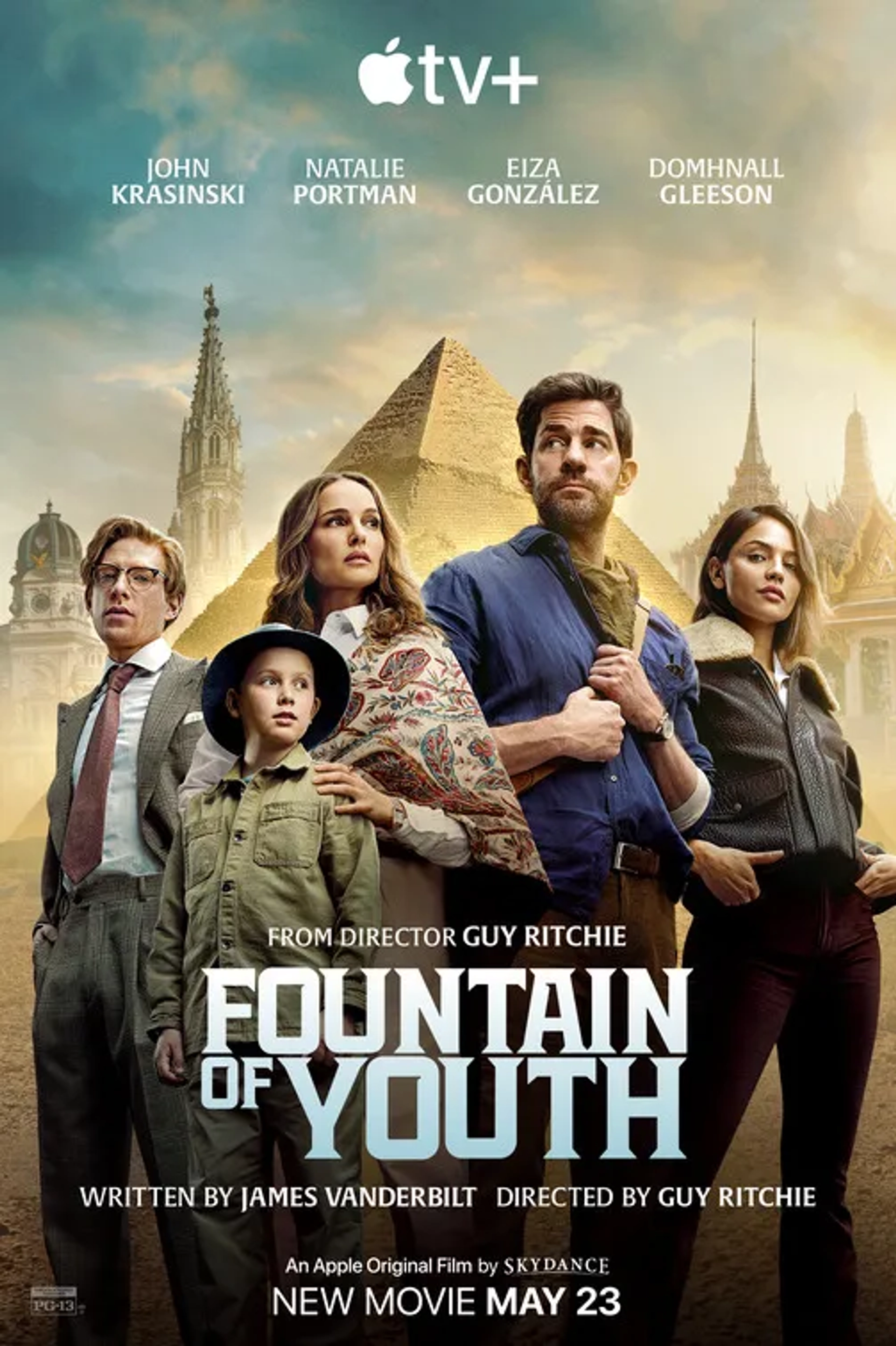 Natalie Portman, John Krasinski, Benjamin Chivers, Domhnall Gleeson, and Eiza González in Fountain of Youth (2025)