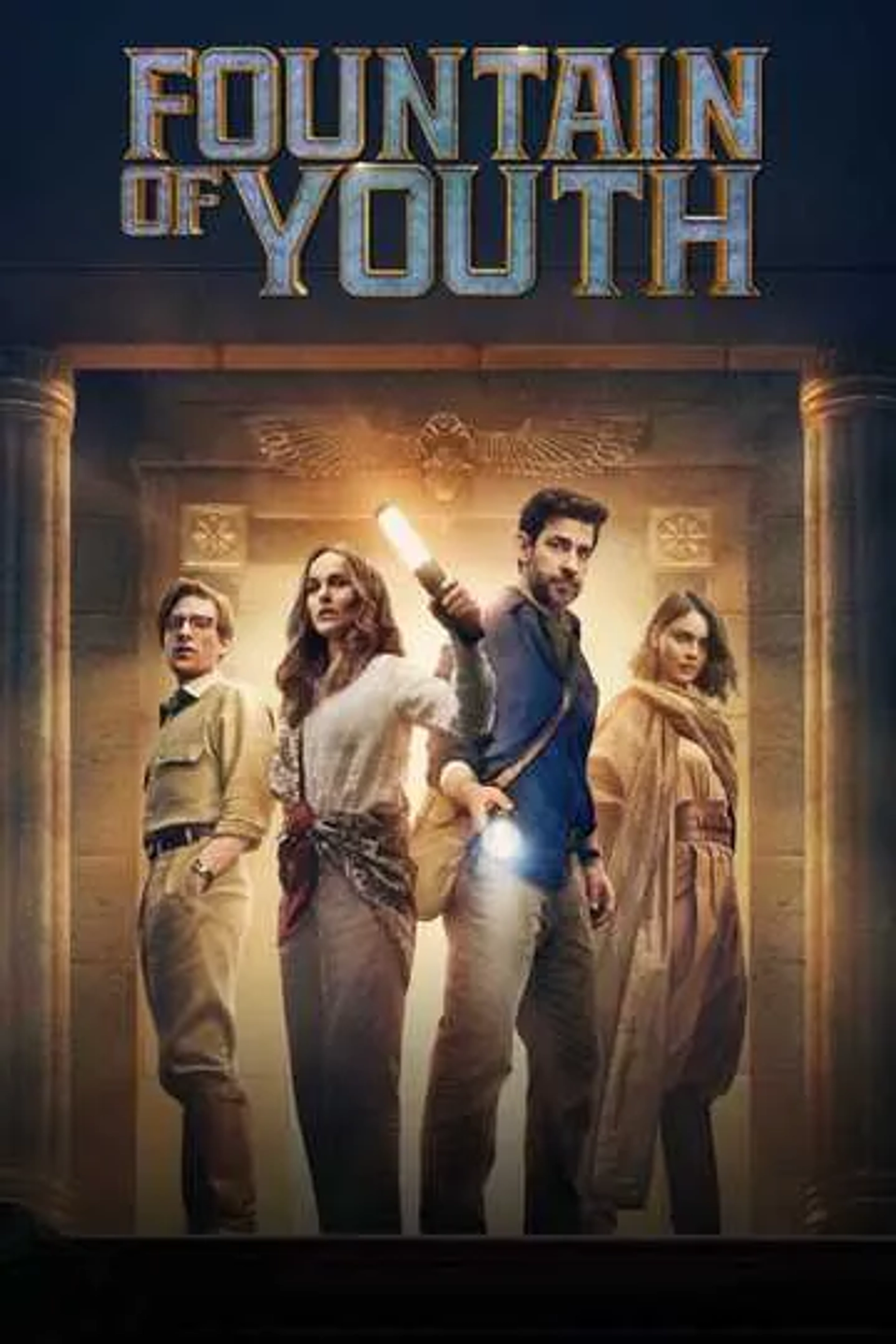 Natalie Portman, John Krasinski, Domhnall Gleeson, and Eiza González in Fountain of Youth (2025)