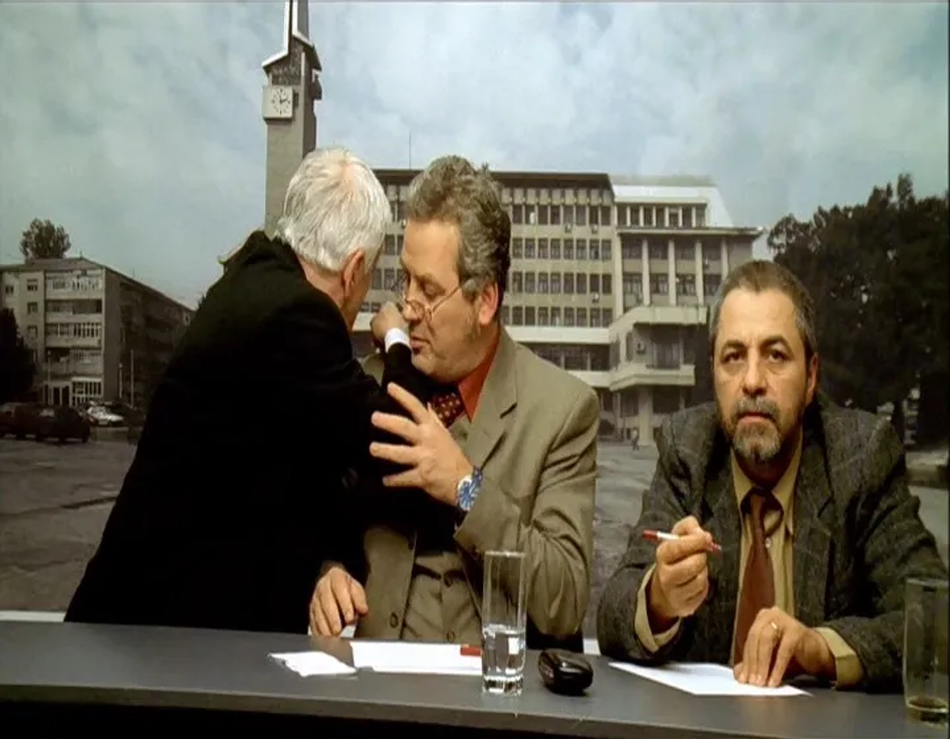 Mircea Andreescu, Ion Sapdaru, and Teodor Corban in 12:08 East of Bucharest (2006)
