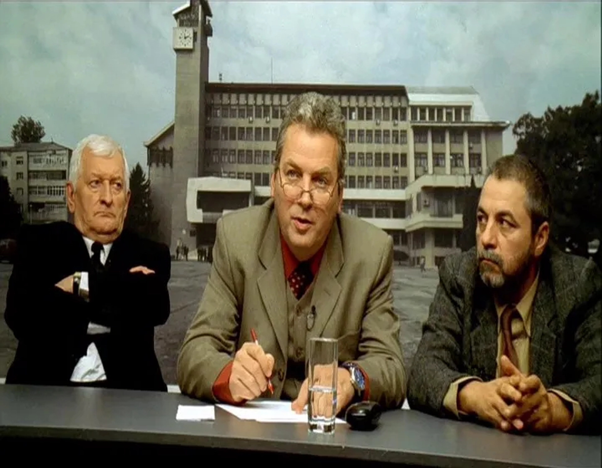 Mircea Andreescu, Ion Sapdaru, and Teodor Corban in 12:08 East of Bucharest (2006)