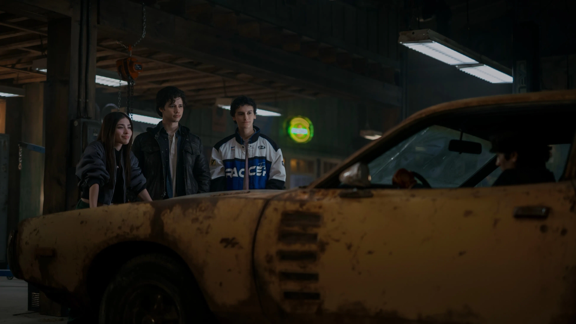 Uriah Shelton, Melissa Collazo, and Nicolas Cantu in Motorheads (2025)