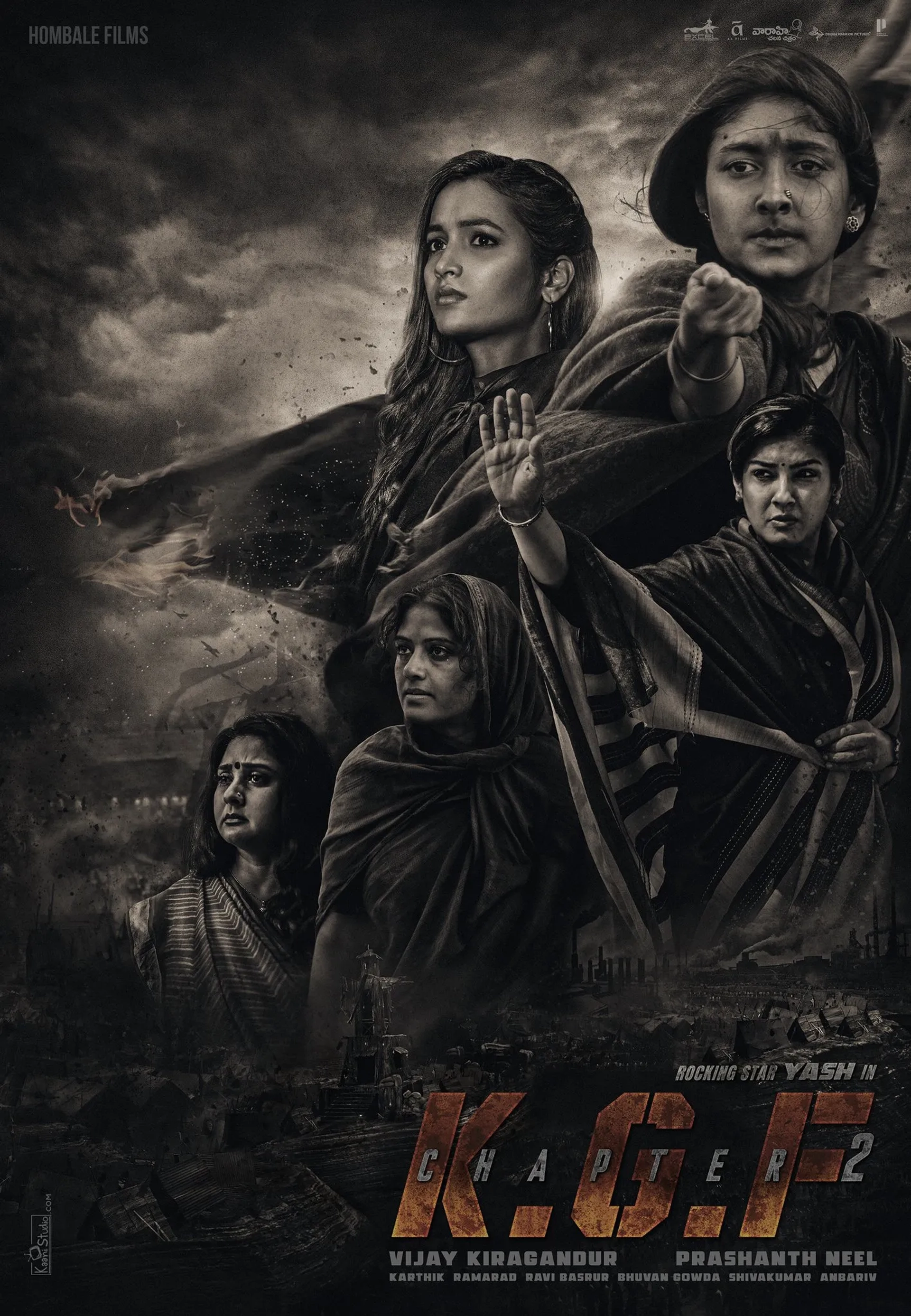 Easwari Rao, Raveena Tandon, Archana Jois, Malavika Avinash, and Srinidhi Shetty in K.G.F: Chapter 2 (2022)