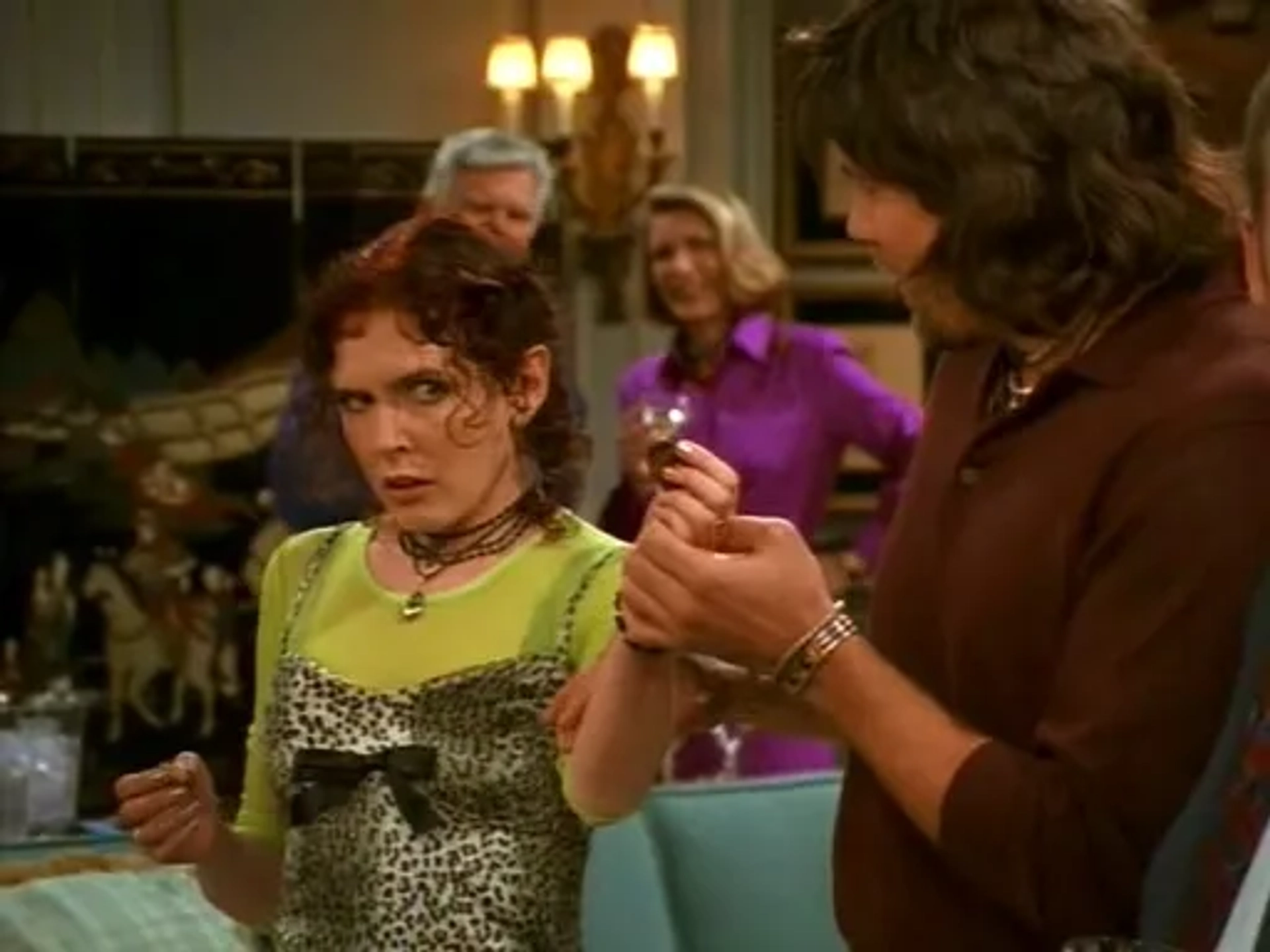 Shae D'lyn, Paul Johansson, Mitchell Ryan, and Susan Sullivan in Dharma & Greg (1997)