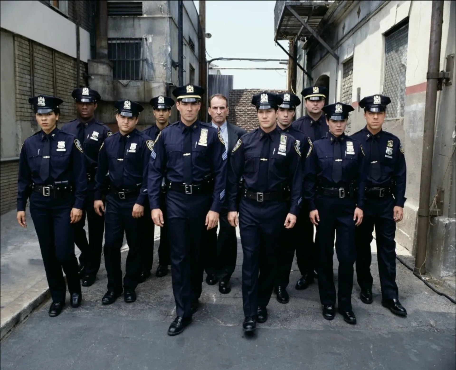 Yancy Butler, Gary Basaraba, Michael DeLuise, Richard T. Jones, Patrick McGaw, Adam Rodriguez, Klea Scott, James Sikking, Jon Tenney, Dylan Walsh, and Titus Welliver in Brooklyn South (1997)