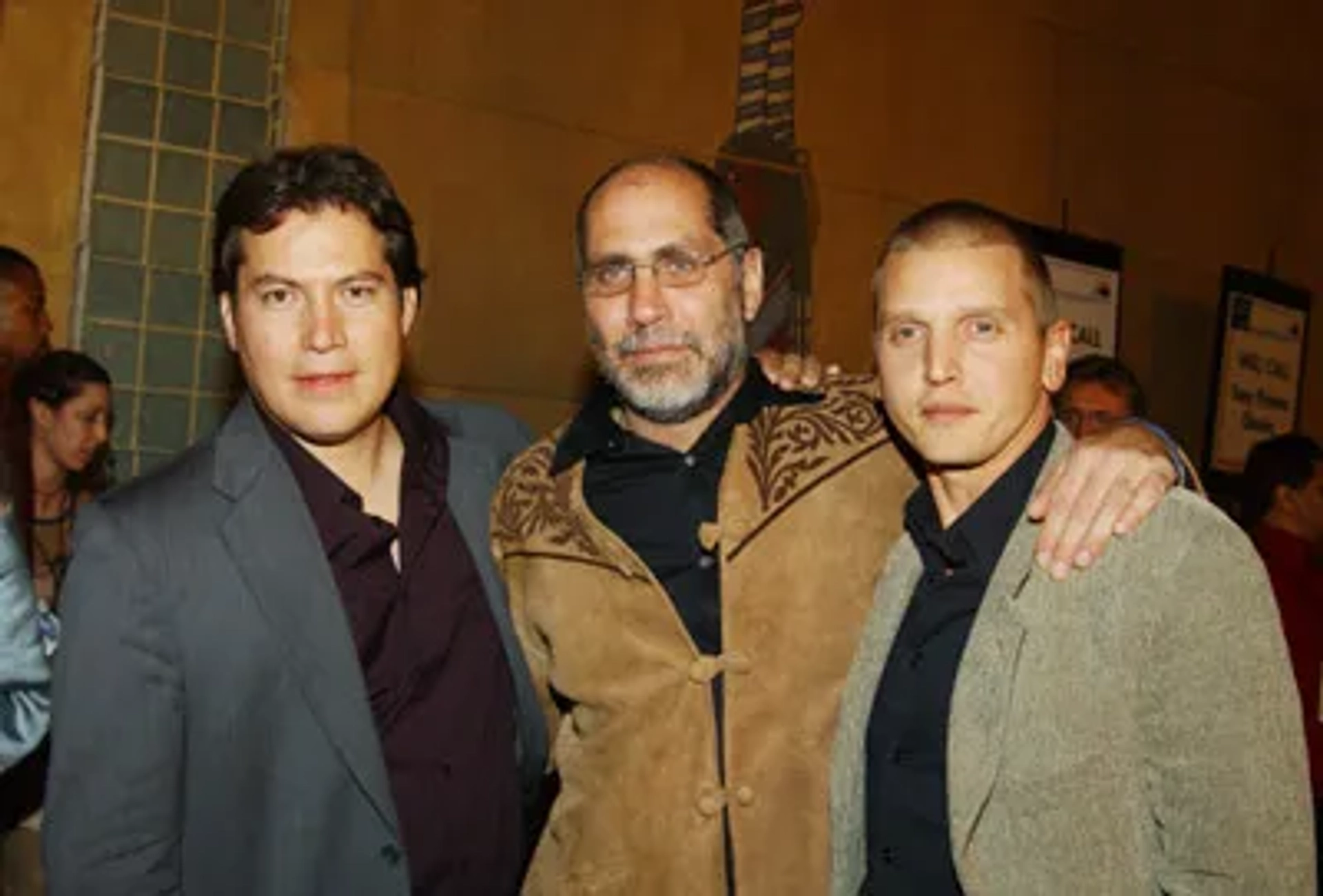 Barry Pepper, Guillermo Arriaga, and Julio Cesar Cedillo at an event for The Three Burials of Melquiades Estrada (2005)
