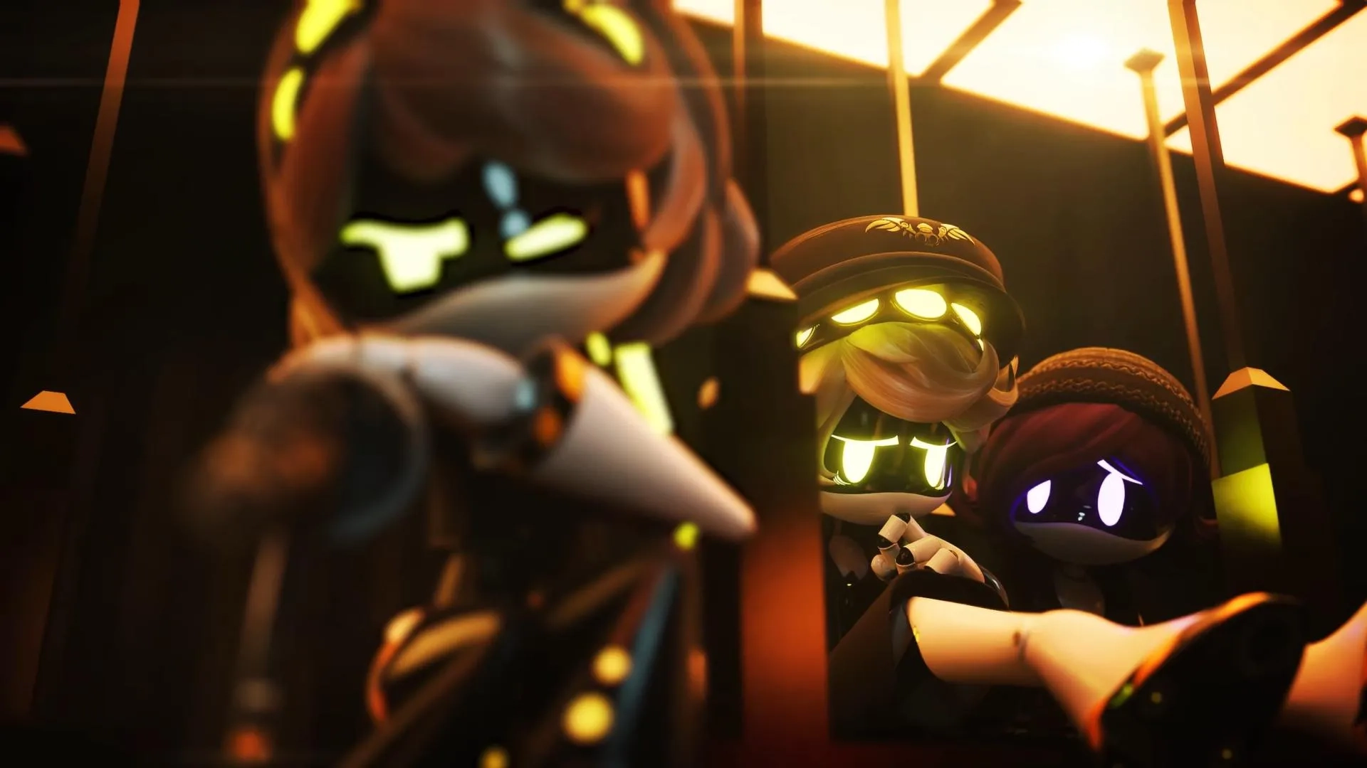 Nola Klop, Elsie Lovelock, and Michael Kovach in Murder Drones (2021)