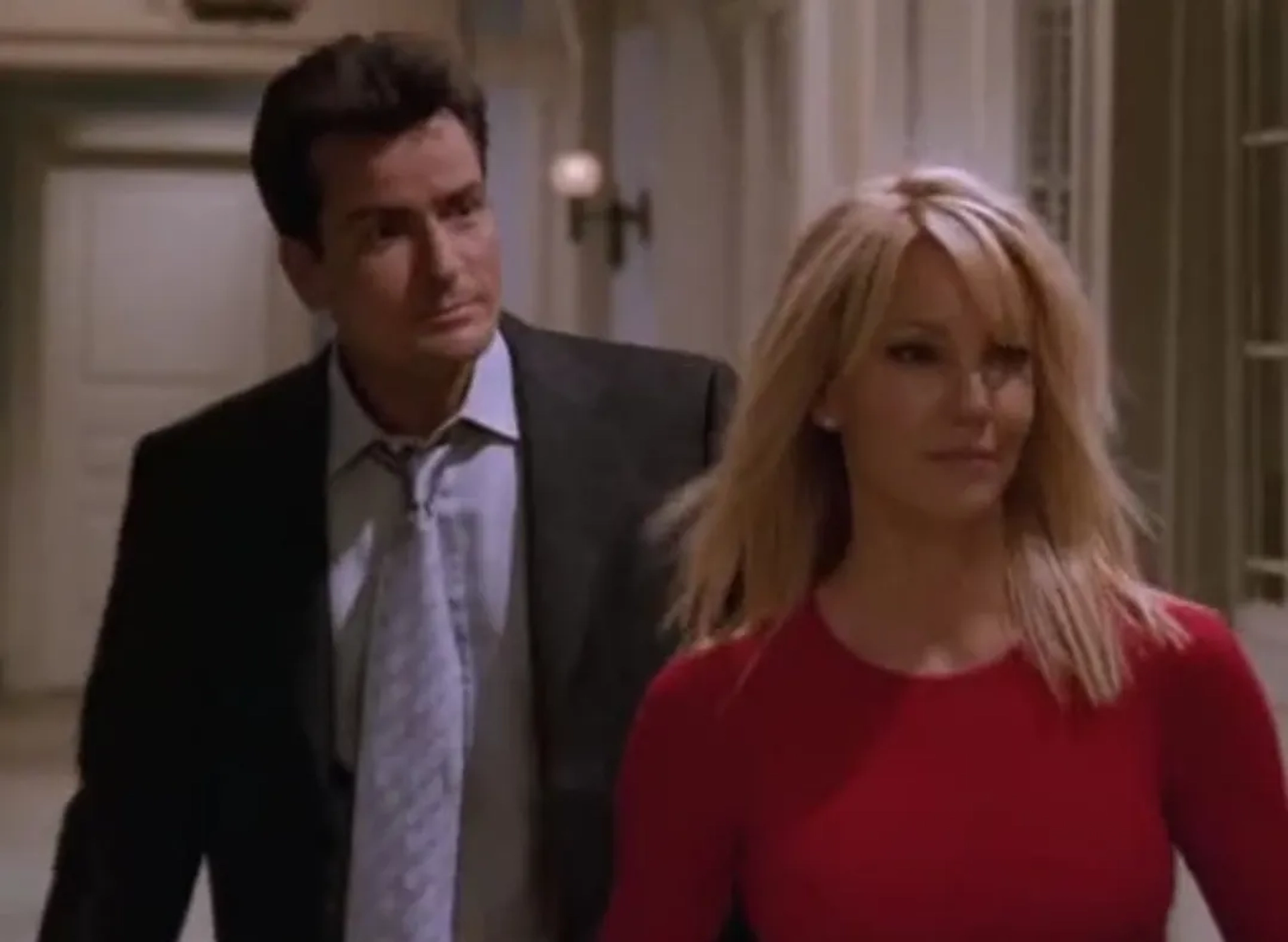 Heather Locklear and Charlie Sheen in Spin City (1996)