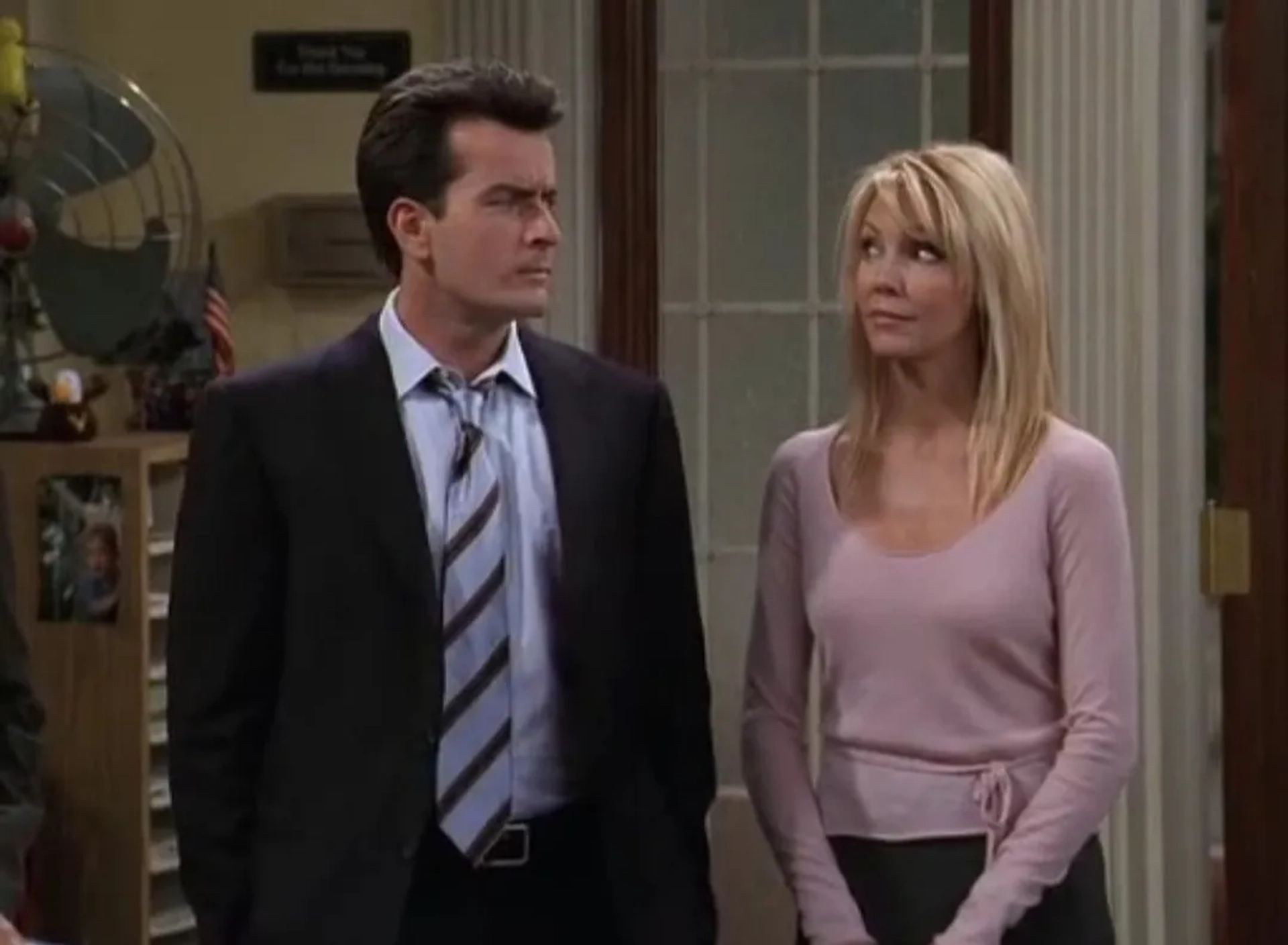 Heather Locklear and Charlie Sheen in Spin City (1996)